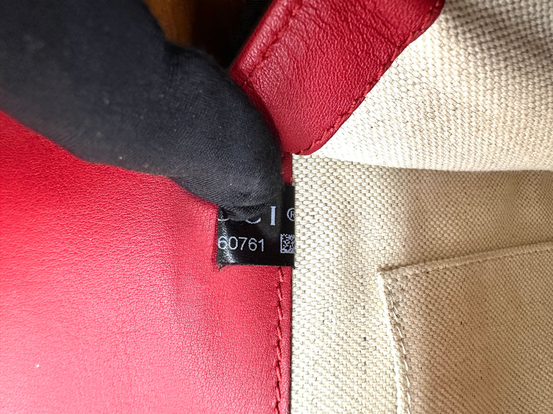 Gucci Dionysus Red/Beige Leather Bamboo Top Handle Bag GG1010