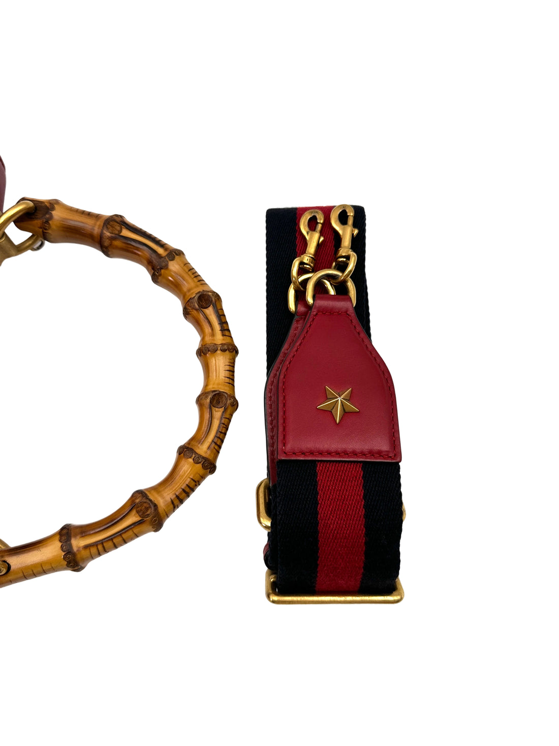 Gucci Dionysus Red/Beige Leather Bamboo Top Handle Bag GG1010