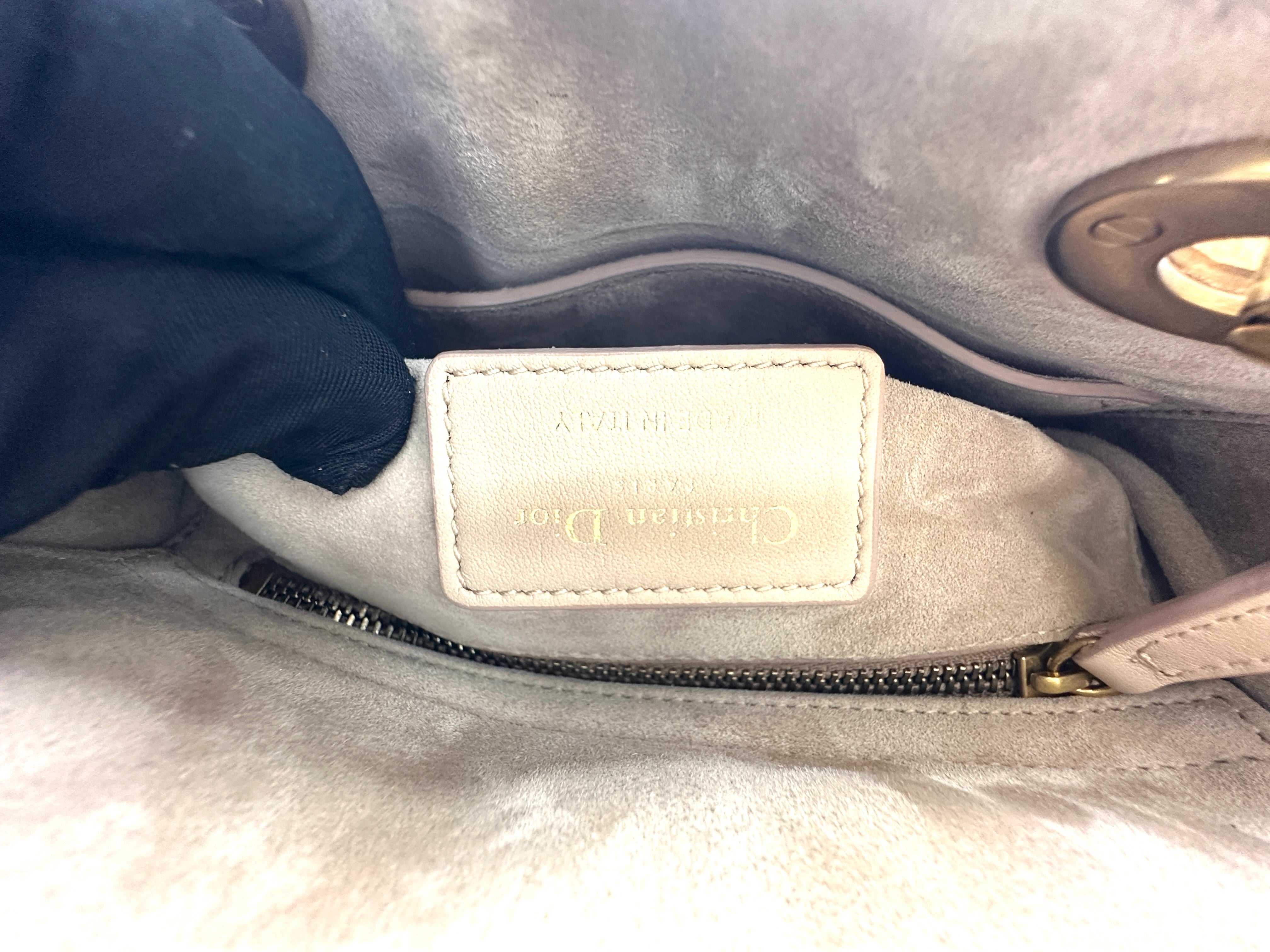 Christian Dior Lady Dior Embroidered Beaded Satin Leather Handle Bag DR737