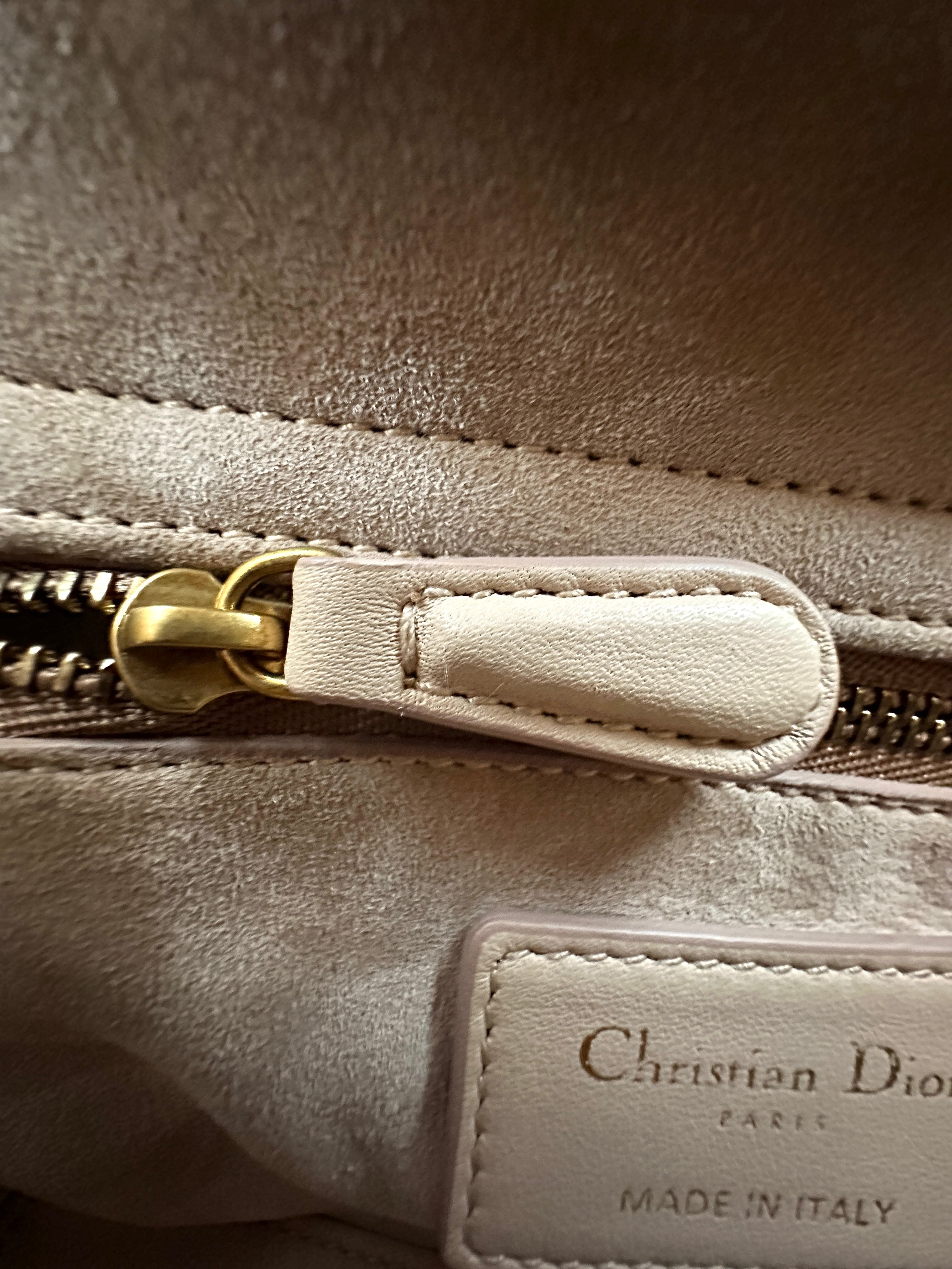 Christian Dior Lady Dior Embroidered Beaded Satin Leather Handle Bag DR737