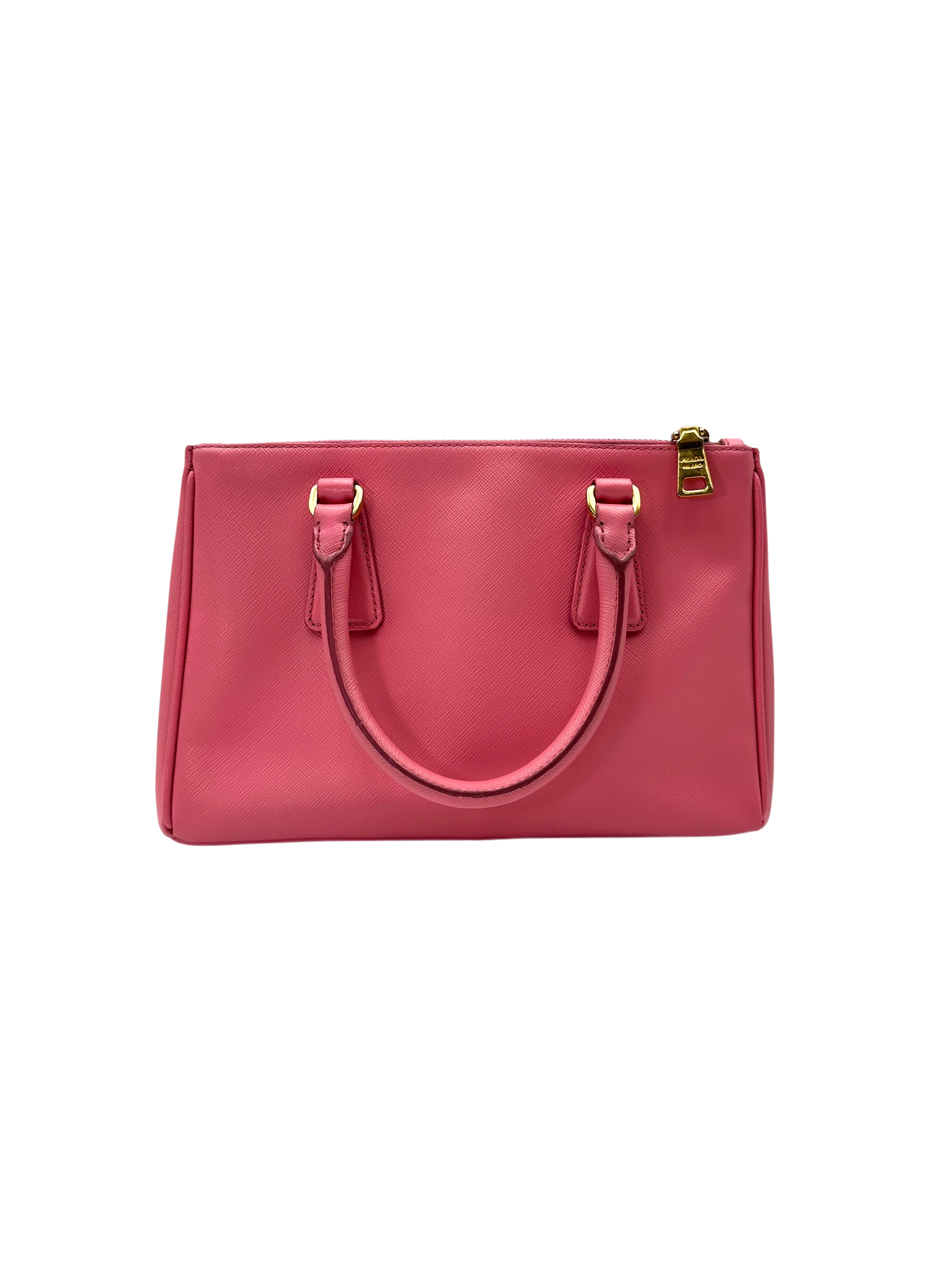 Prada Galleria Pink Saffiano Leather Small Size Handle Bag PR349