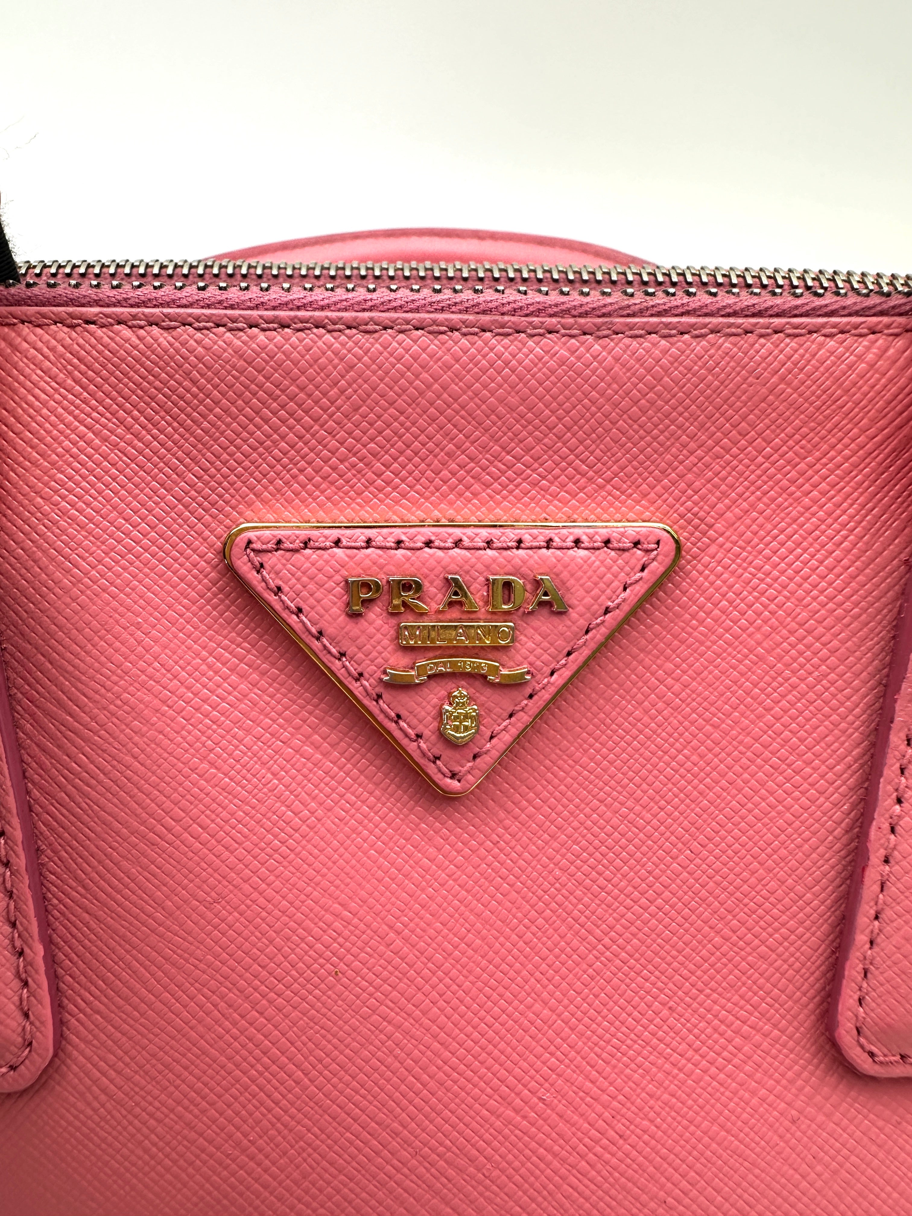 Prada Galleria Pink Saffiano Leather Small Size Handle Bag PR349