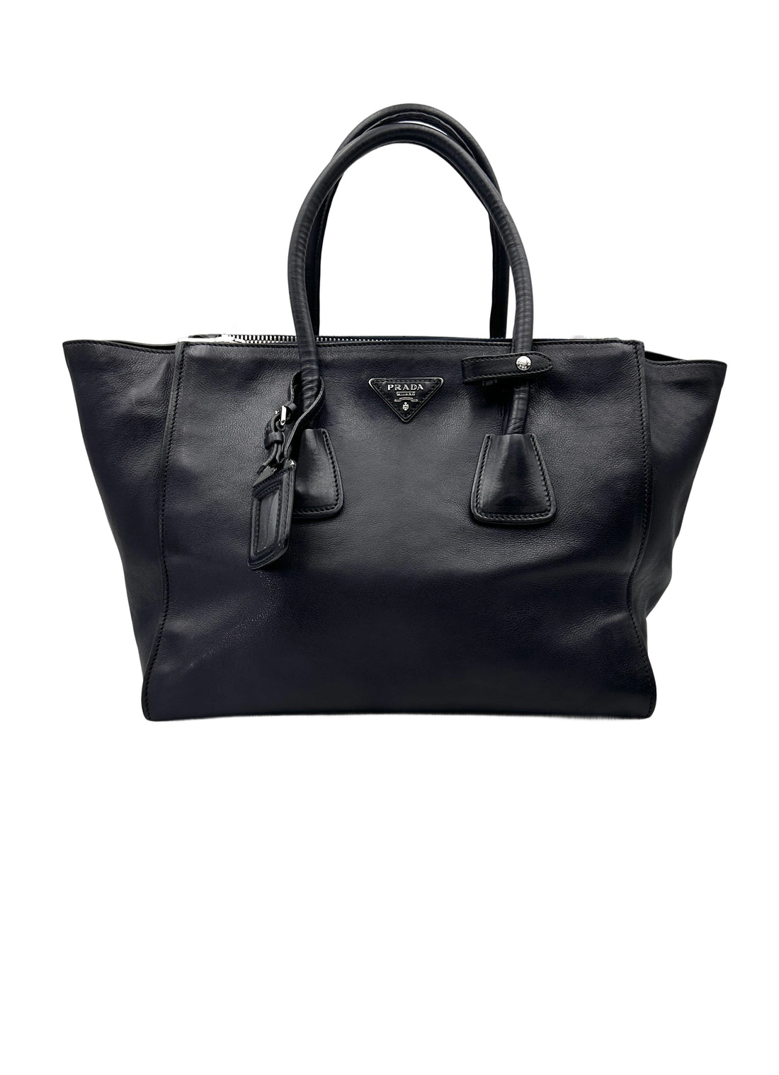 Prada Glace 2Way Black Leather Handle Bag PR344
