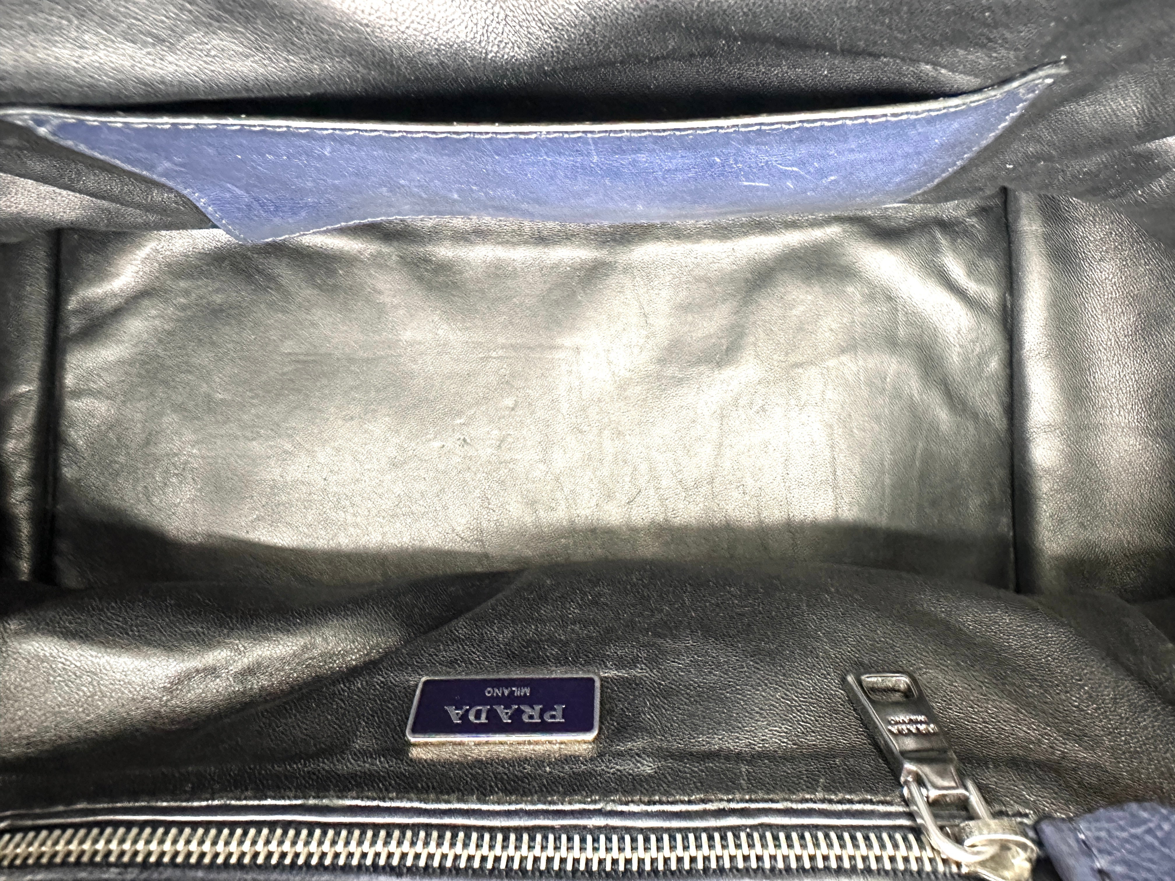 Prada Glace 2Way Black Leather Handle Bag PR344