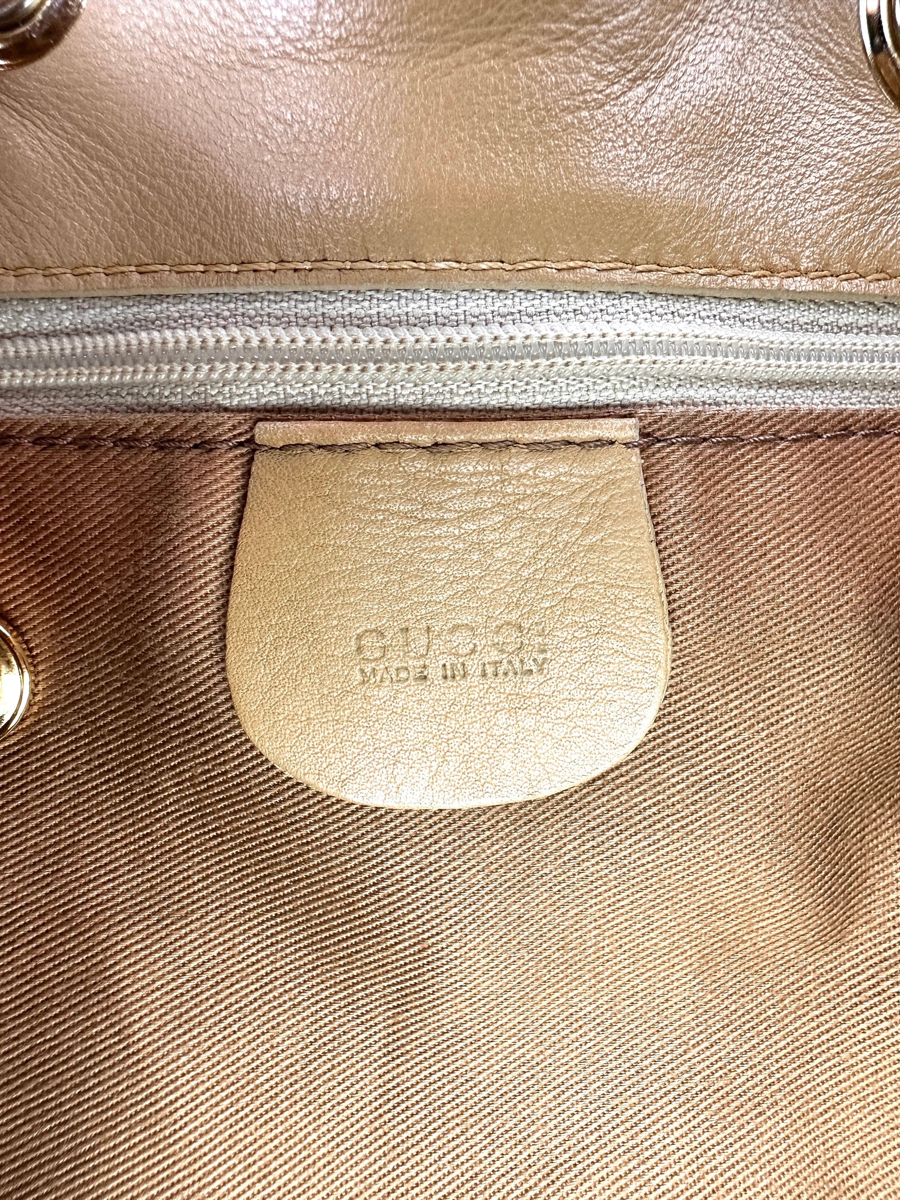 Gucci Beige Leather Bamboo Bucket Backpack GG1007