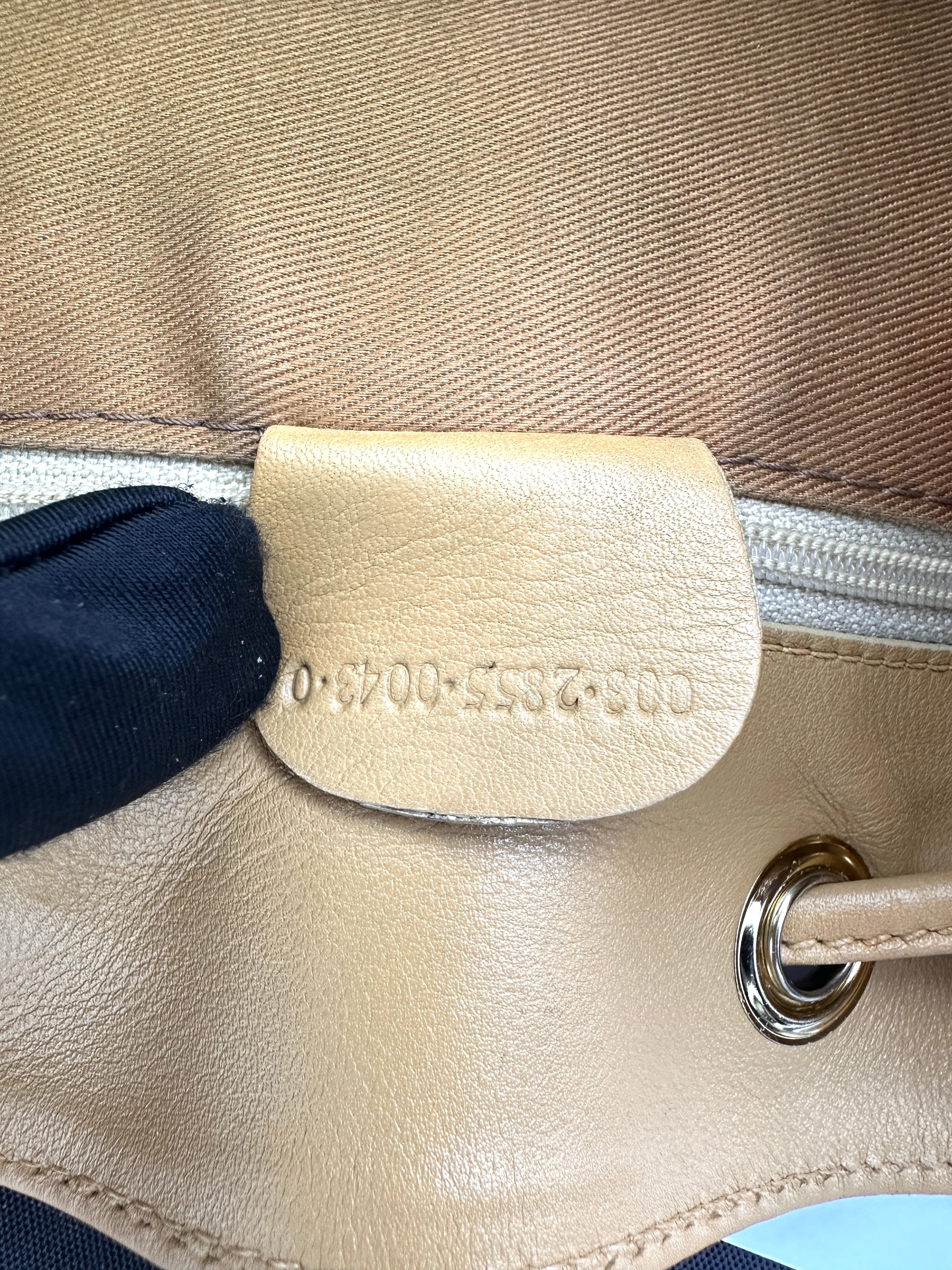 Gucci Beige Leather Bamboo Bucket Backpack GG1007