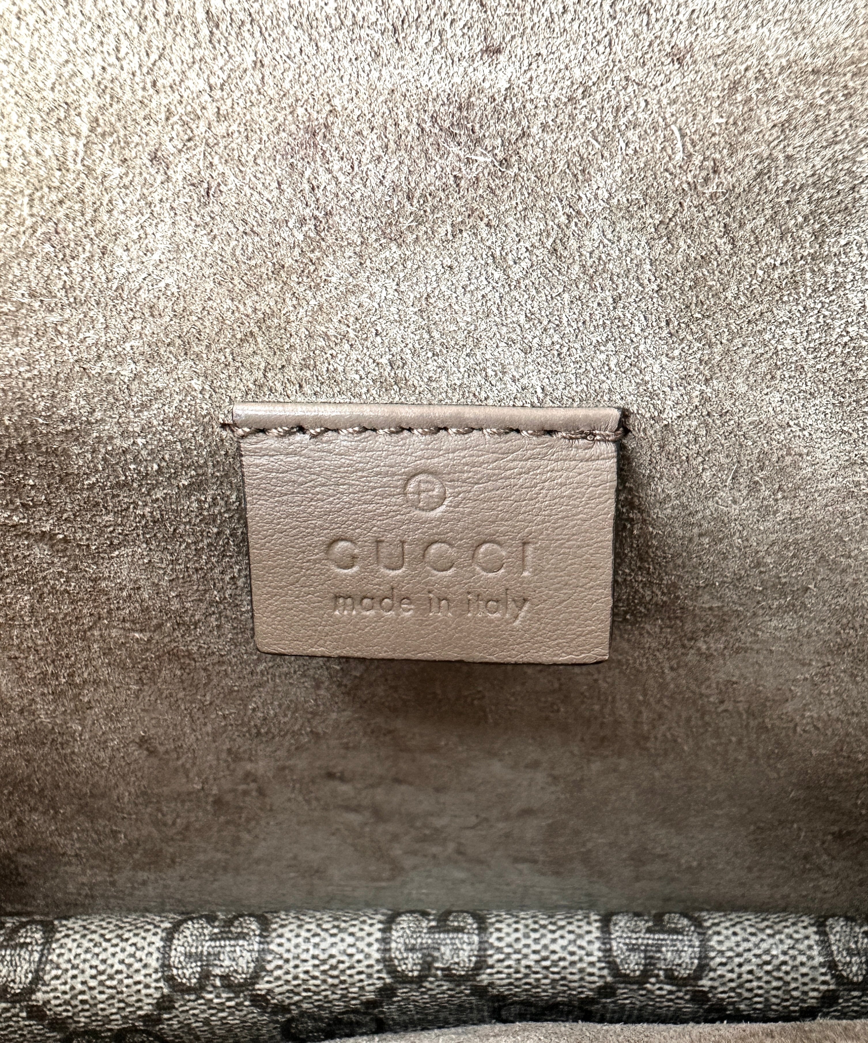 Gucci Dionysus GG Supreme Canvas Small Size Shoulder Bag With Brown Trim GG1014