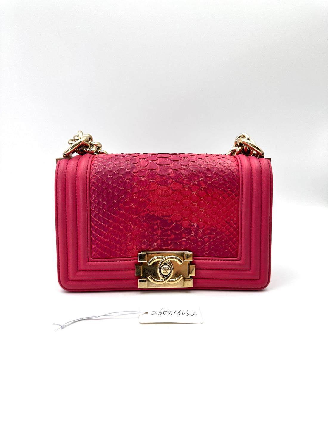 Chanel LeBoy Red Python Leather Small Size Flap Bag With Gold Buckle(25***82) CC1981