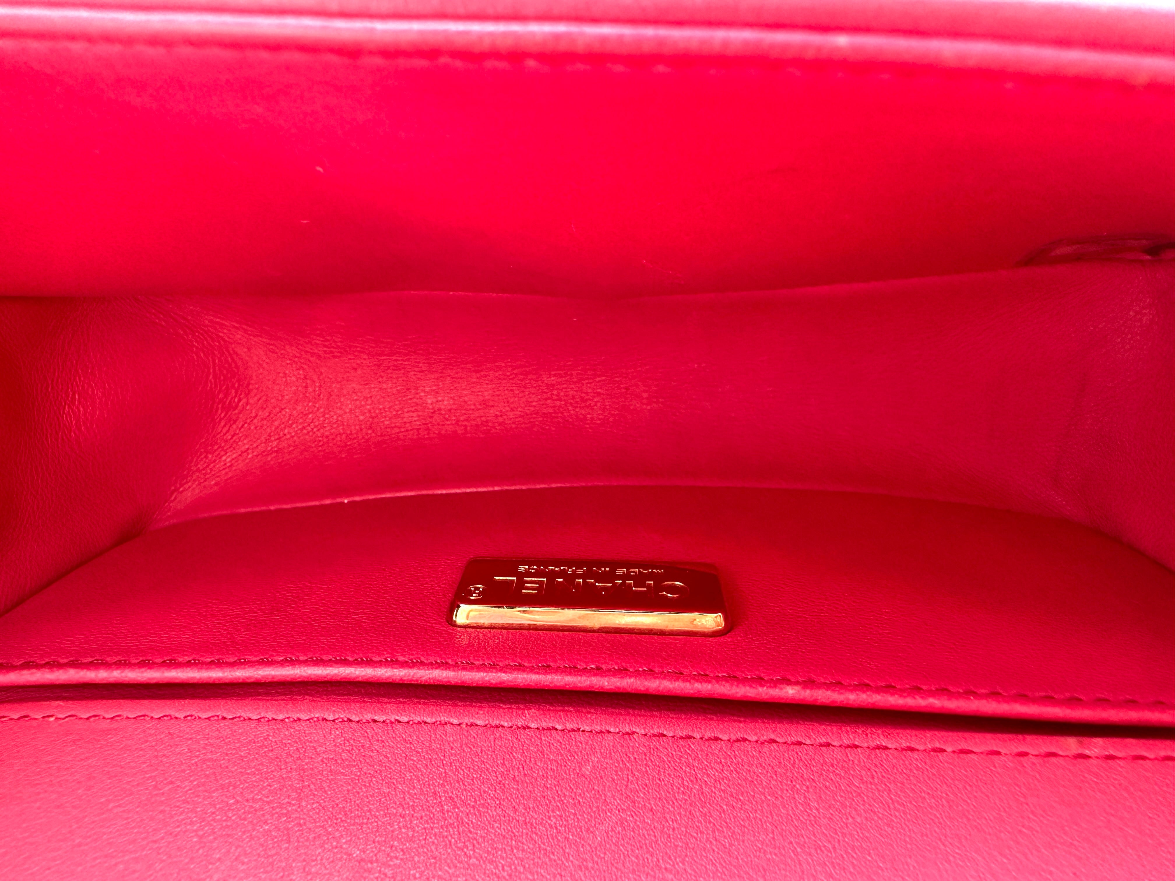 Chanel LeBoy Red Python Leather Small Size Flap Bag With Gold Buckle(25***82) CC1981