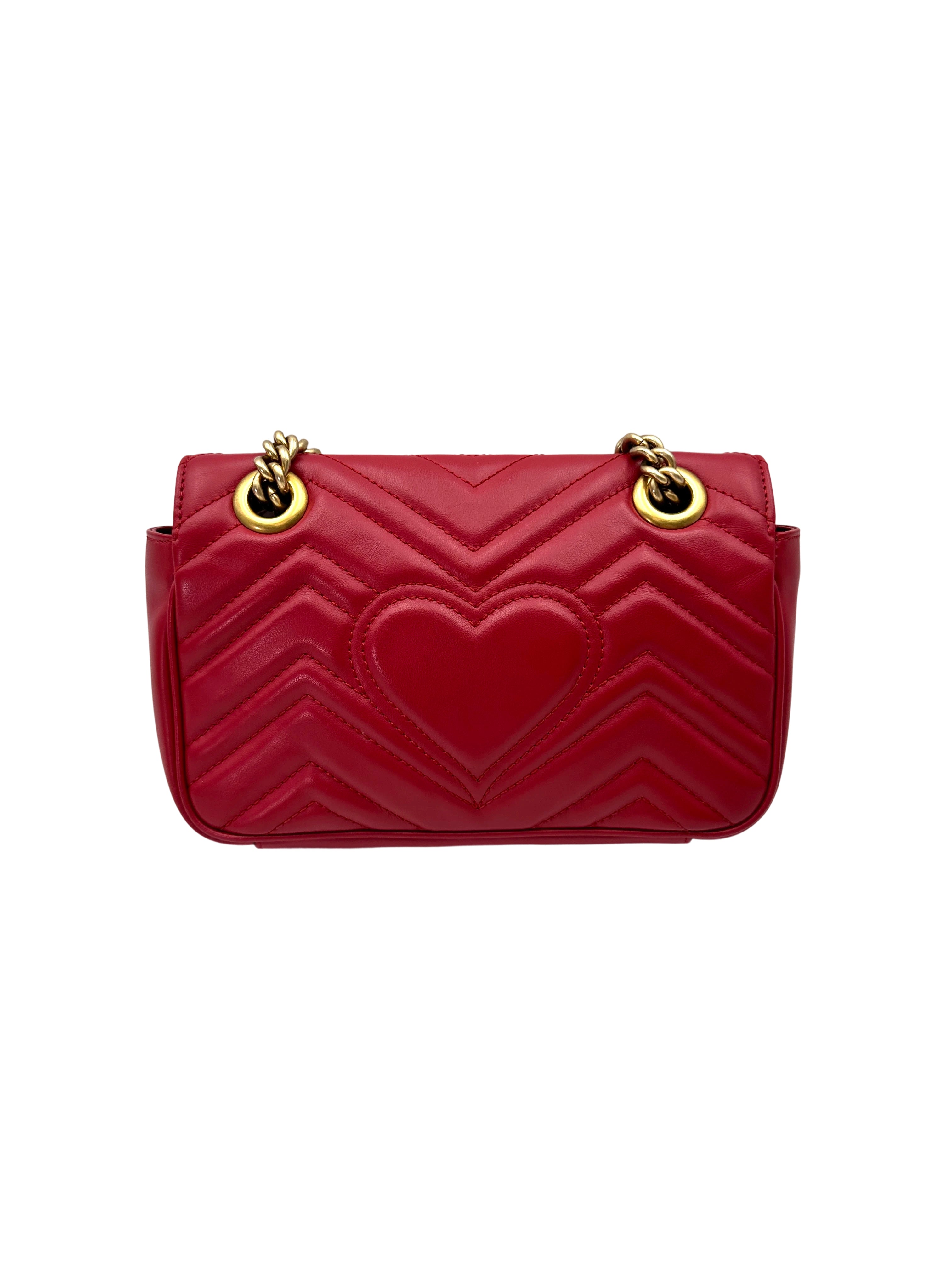 Gucci GG Marmont Red Matelasse Leather Shoulder Bag GG1020