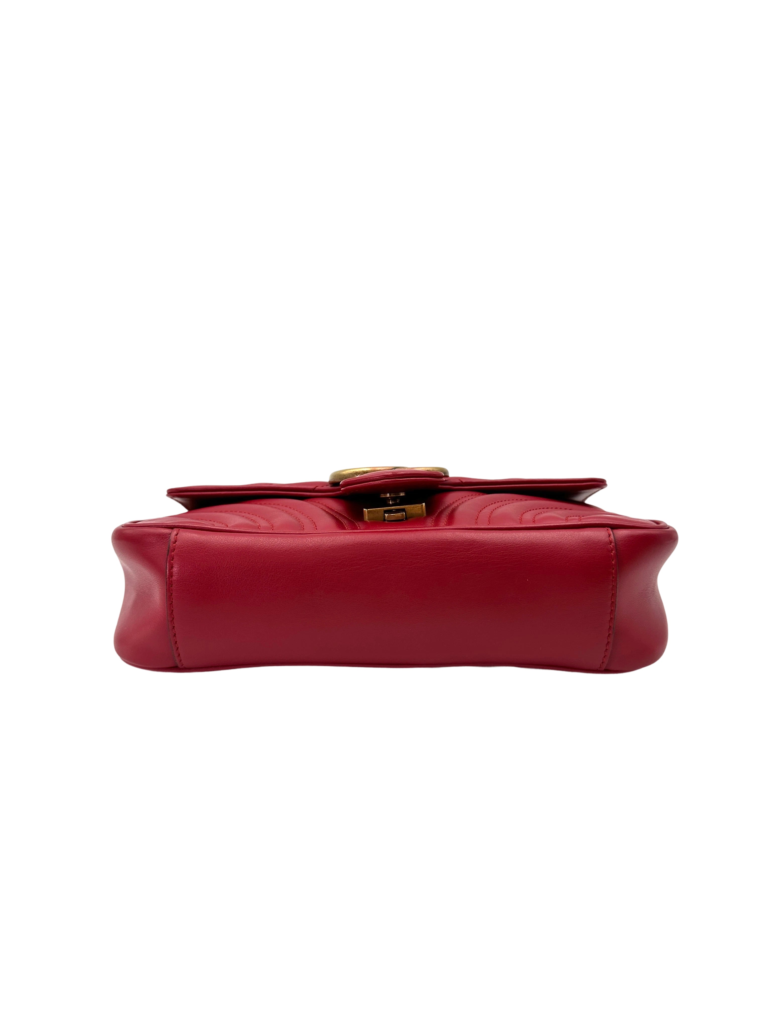 Gucci GG Marmont Red Matelasse Leather Shoulder Bag GG1020
