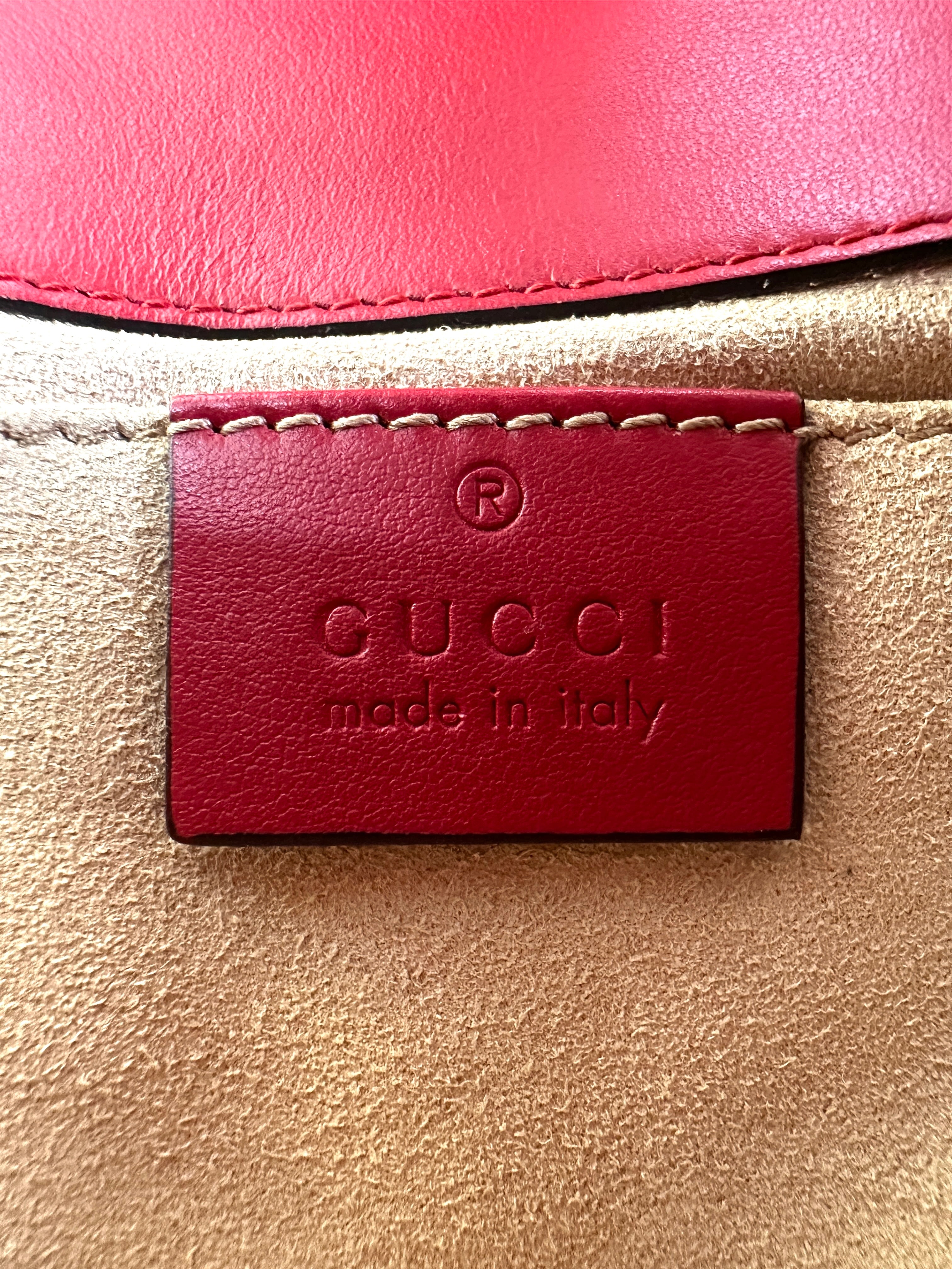 Gucci GG Marmont Red Matelasse Leather Shoulder Bag GG1020