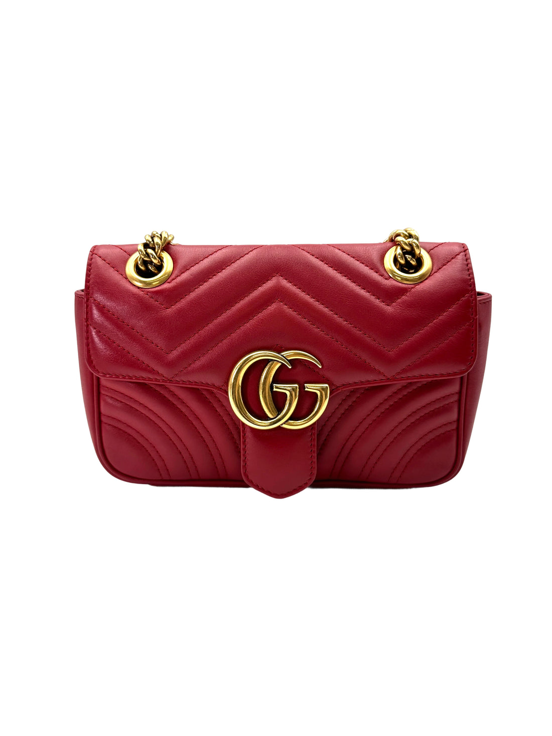 Gucci GG Marmont Red Matelasse Leather Shoulder Bag GG1019