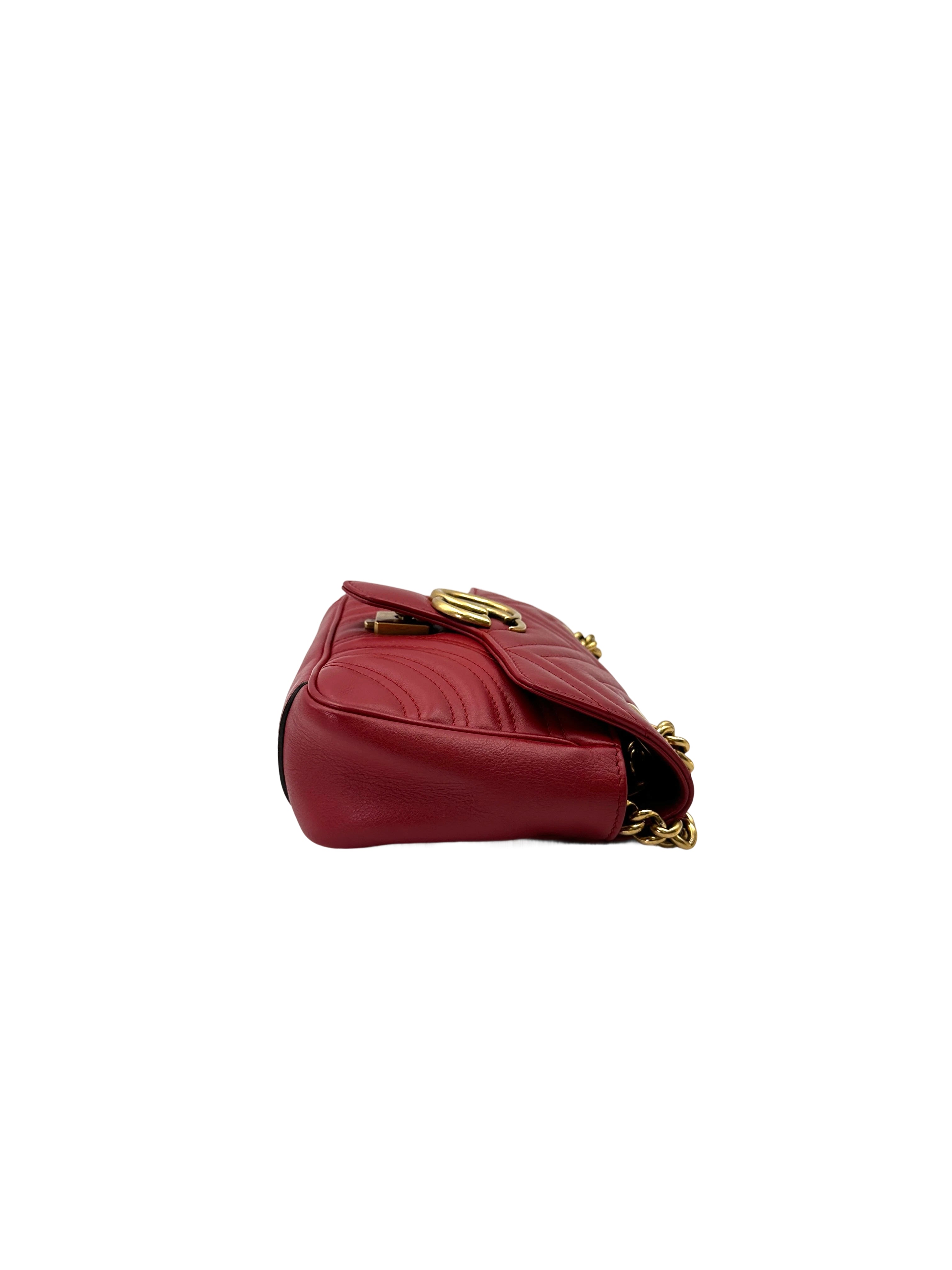 Gucci GG Marmont Red Matelasse Leather Shoulder Bag GG1019