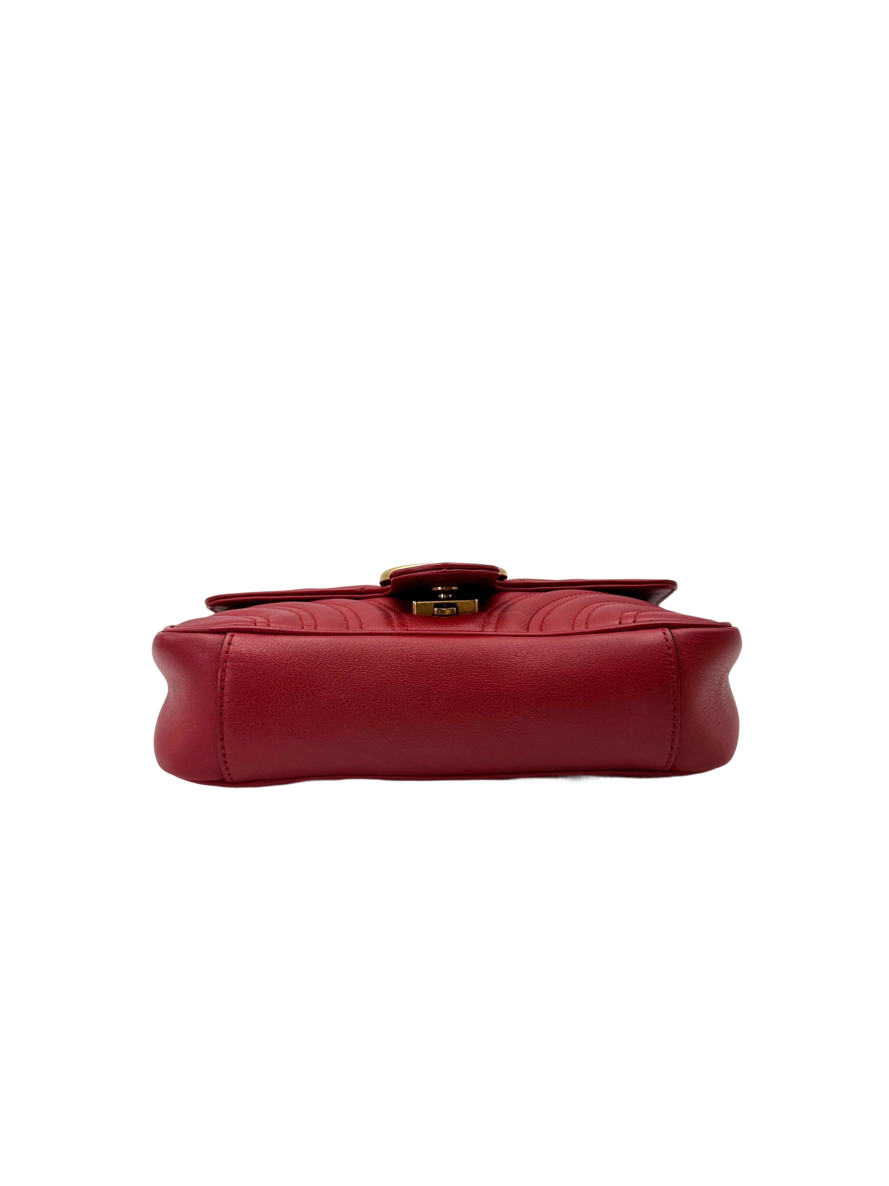 Gucci GG Marmont Red Matelasse Leather Shoulder Bag GG1019