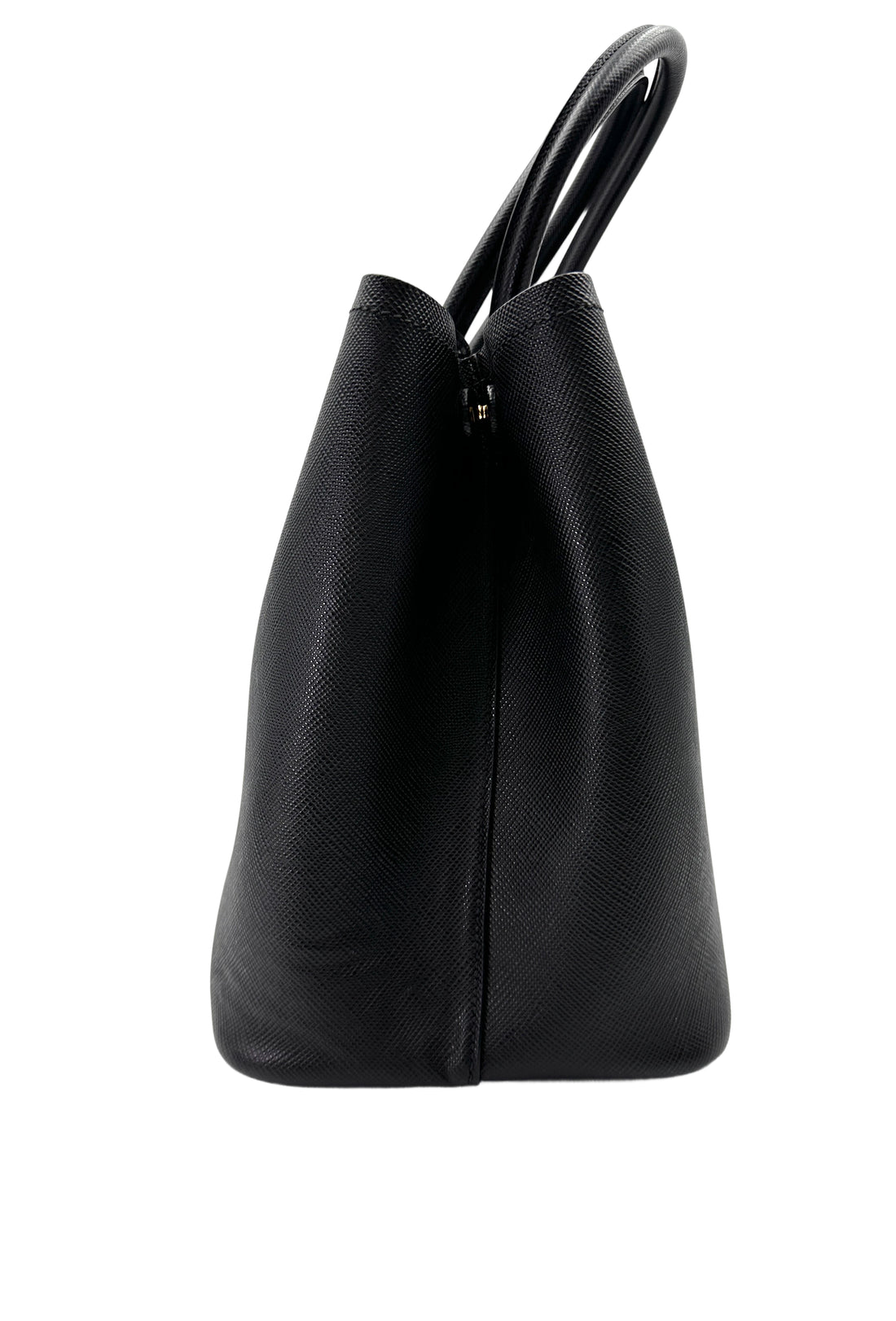 Prada Double Black Saffiano Cuir Leather Handle Bag PR347