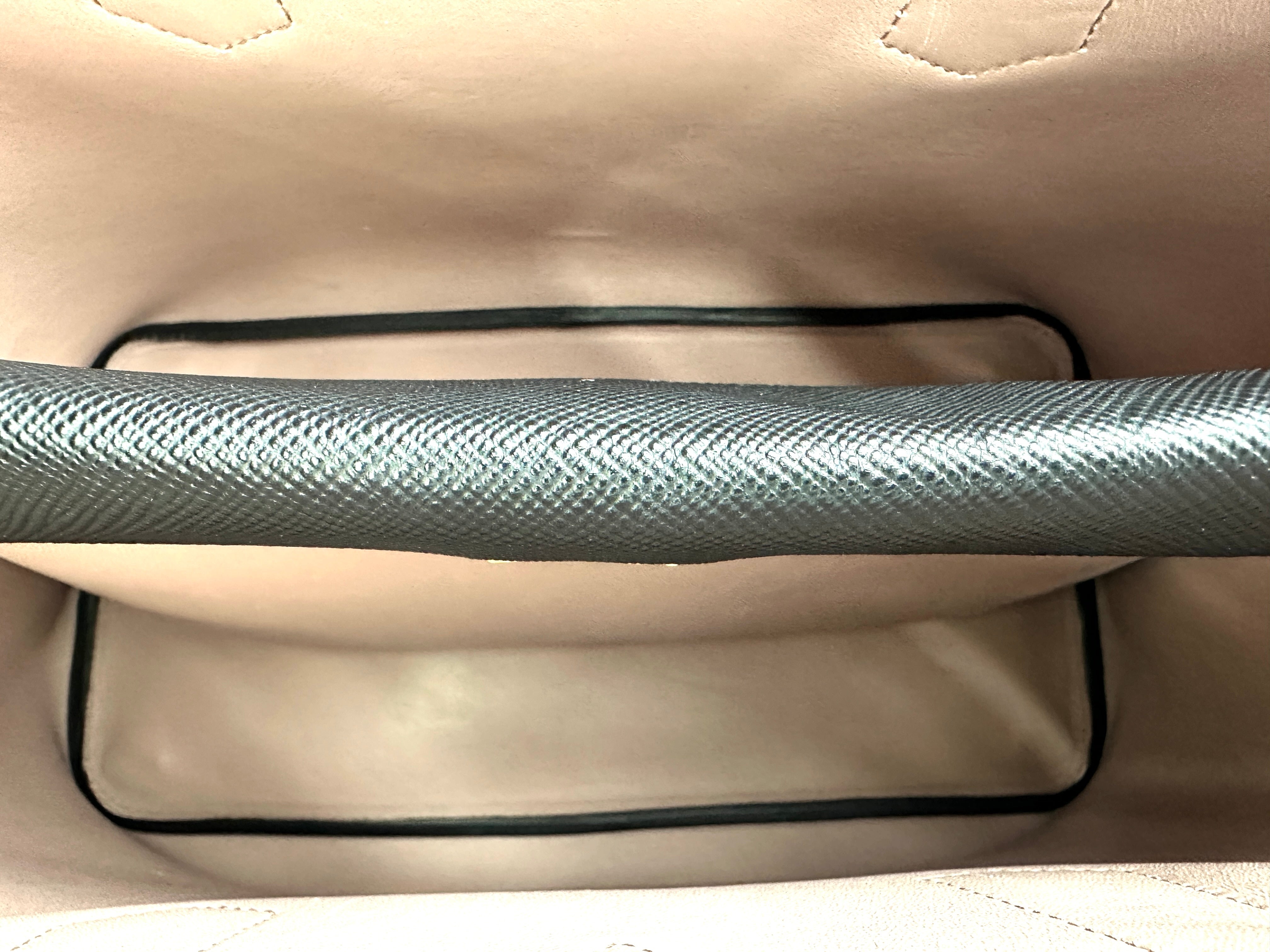 Prada Double Black Saffiano Cuir Leather Handle Bag PR347