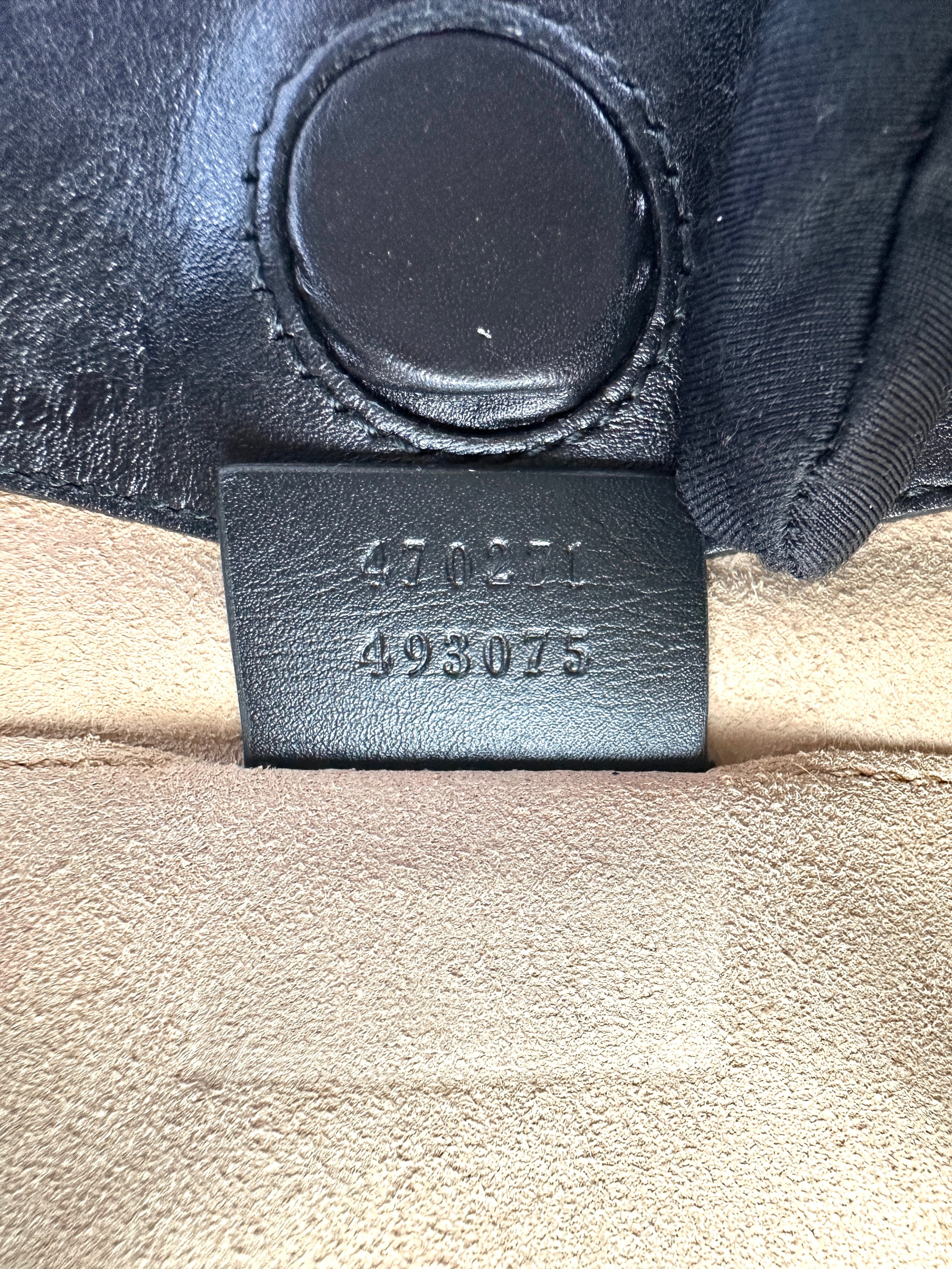 Gucci Nymphaea Black Leather Bamboo Top Handle Bag GG1021