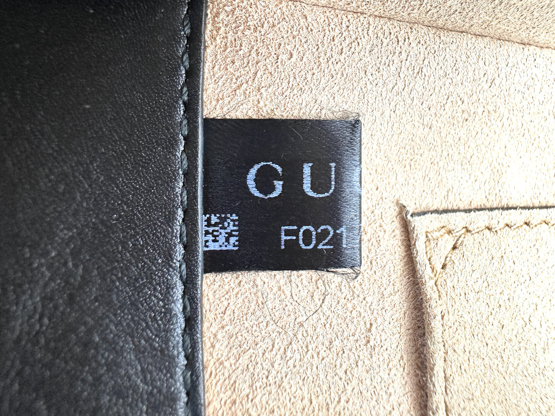 Gucci Nymphaea Black Leather Bamboo Top Handle Bag GG1021