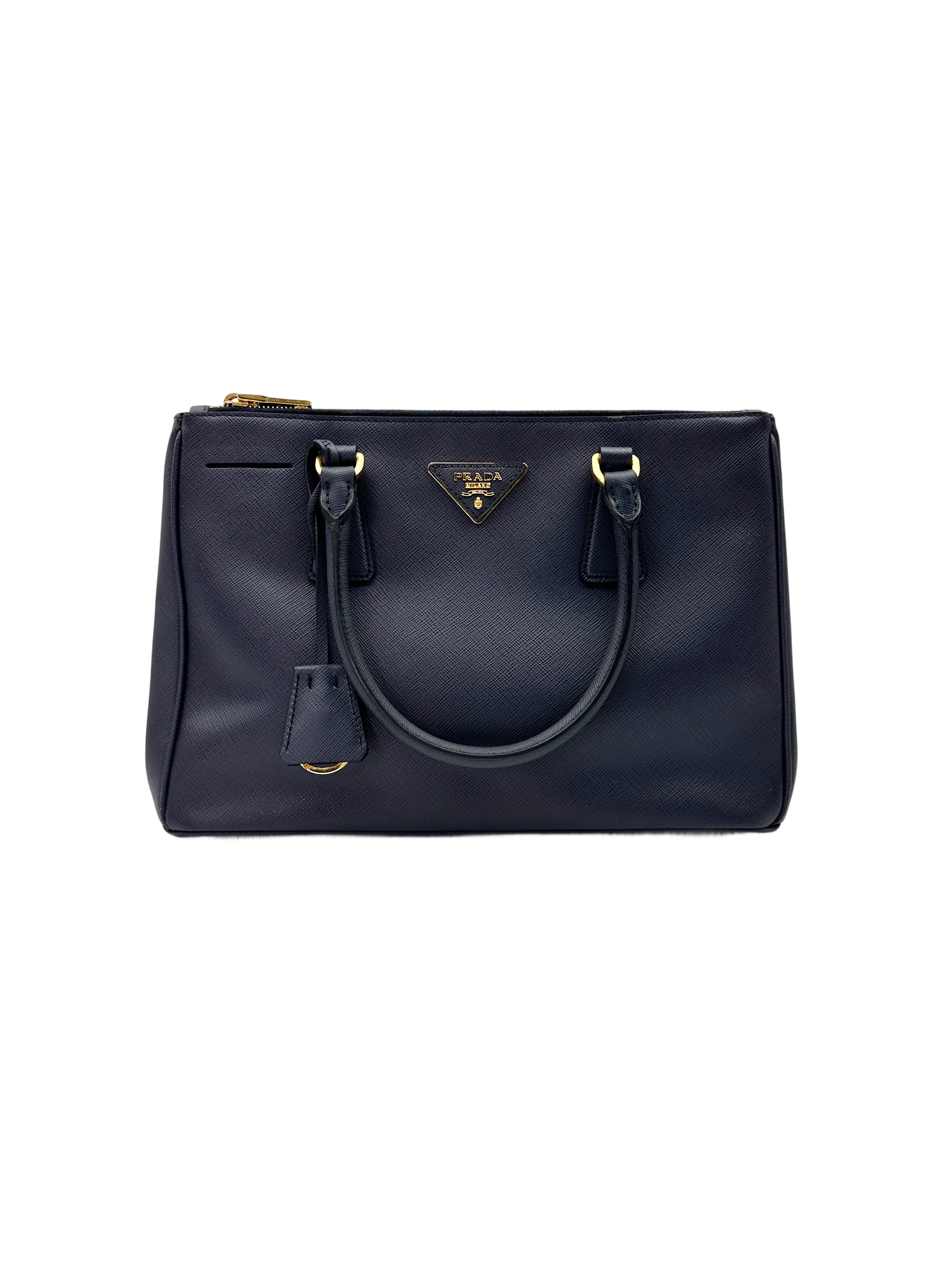 Prada Galleria Navy Saffiano Leather Handle Bag PR351