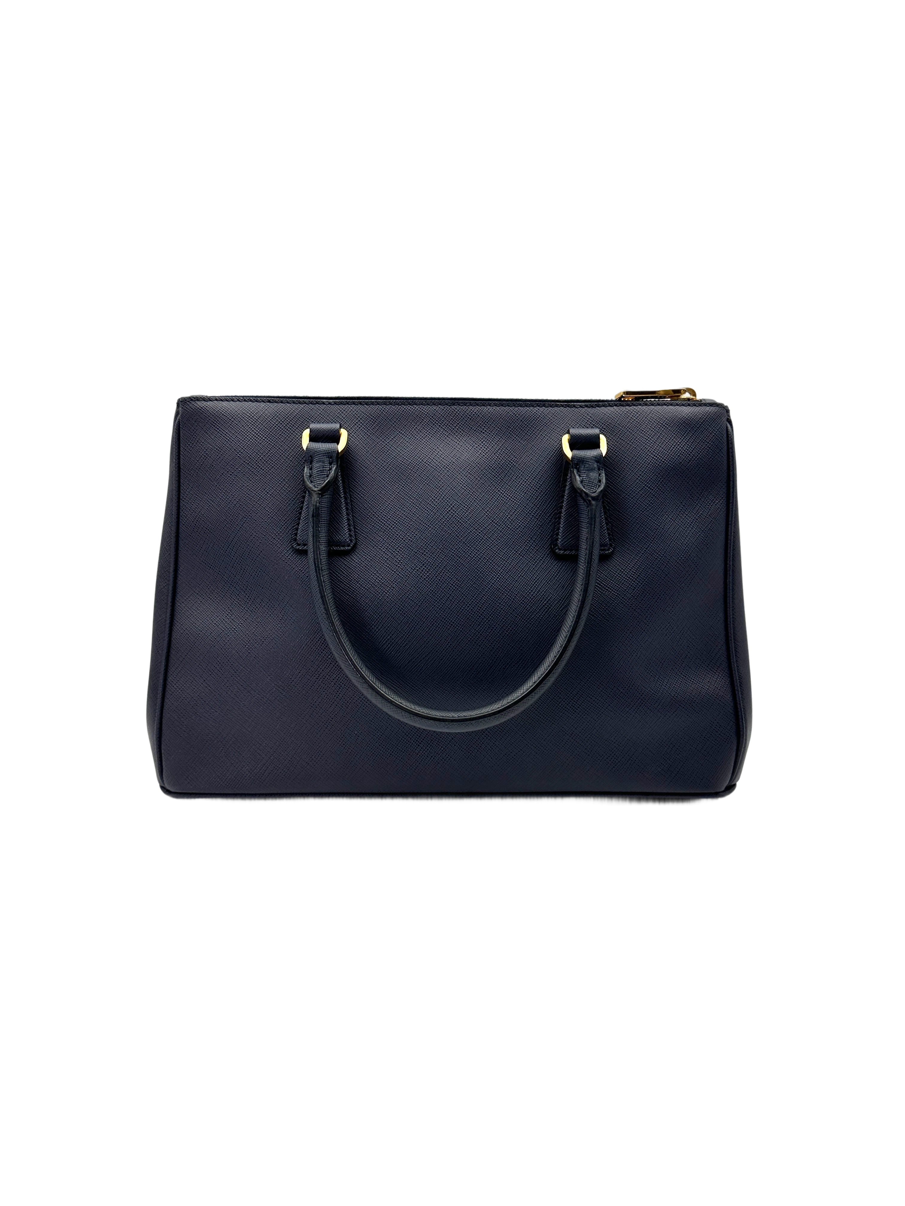 Prada Galleria Navy Saffiano Leather Handle Bag PR351
