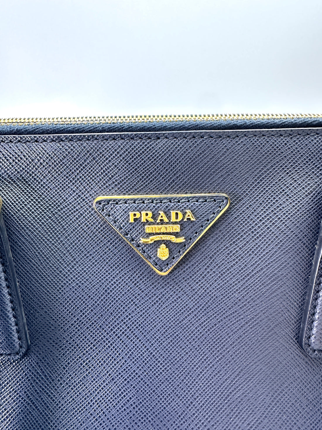 Prada Galleria Navy Saffiano Leather Handle Bag PR351