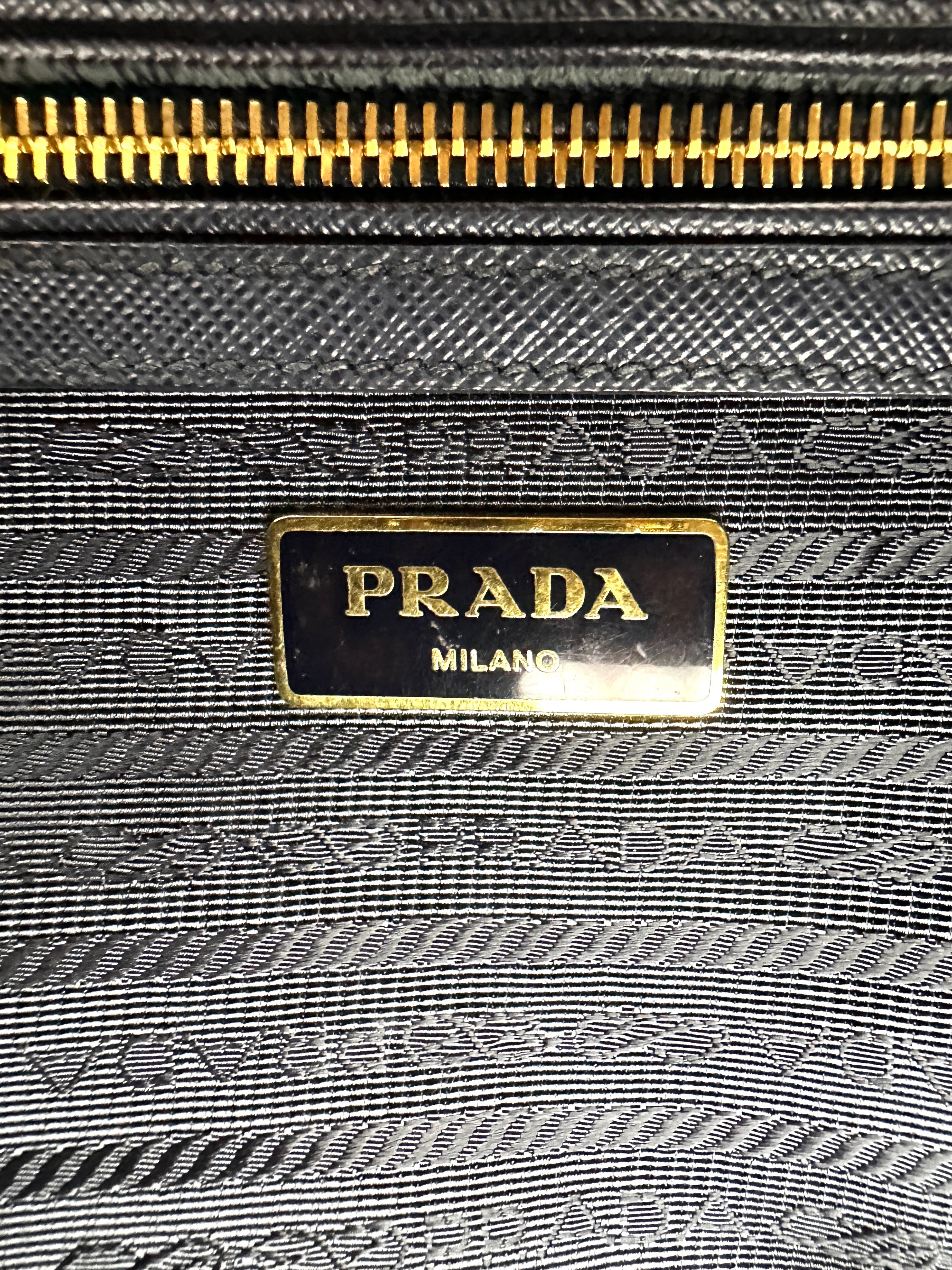 Prada Galleria Navy Saffiano Leather Handle Bag PR351
