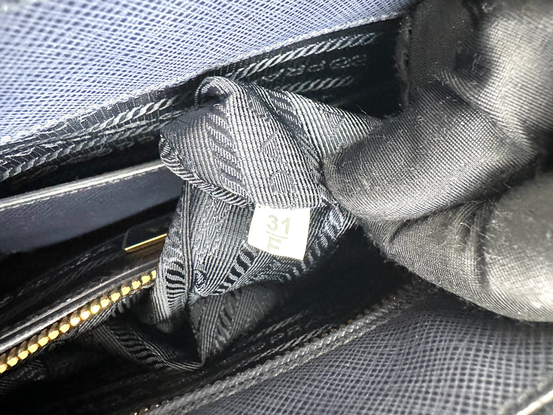 Prada Galleria Navy Saffiano Leather Handle Bag PR351