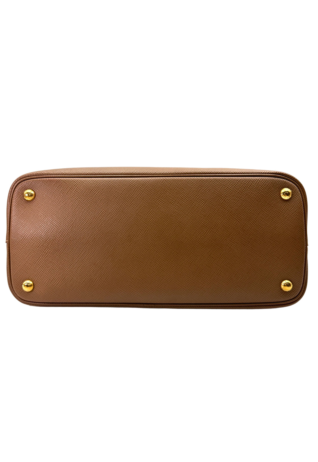 Prada Double Brown Saffiano Cuir Leather Small Size Handle Bag PR346