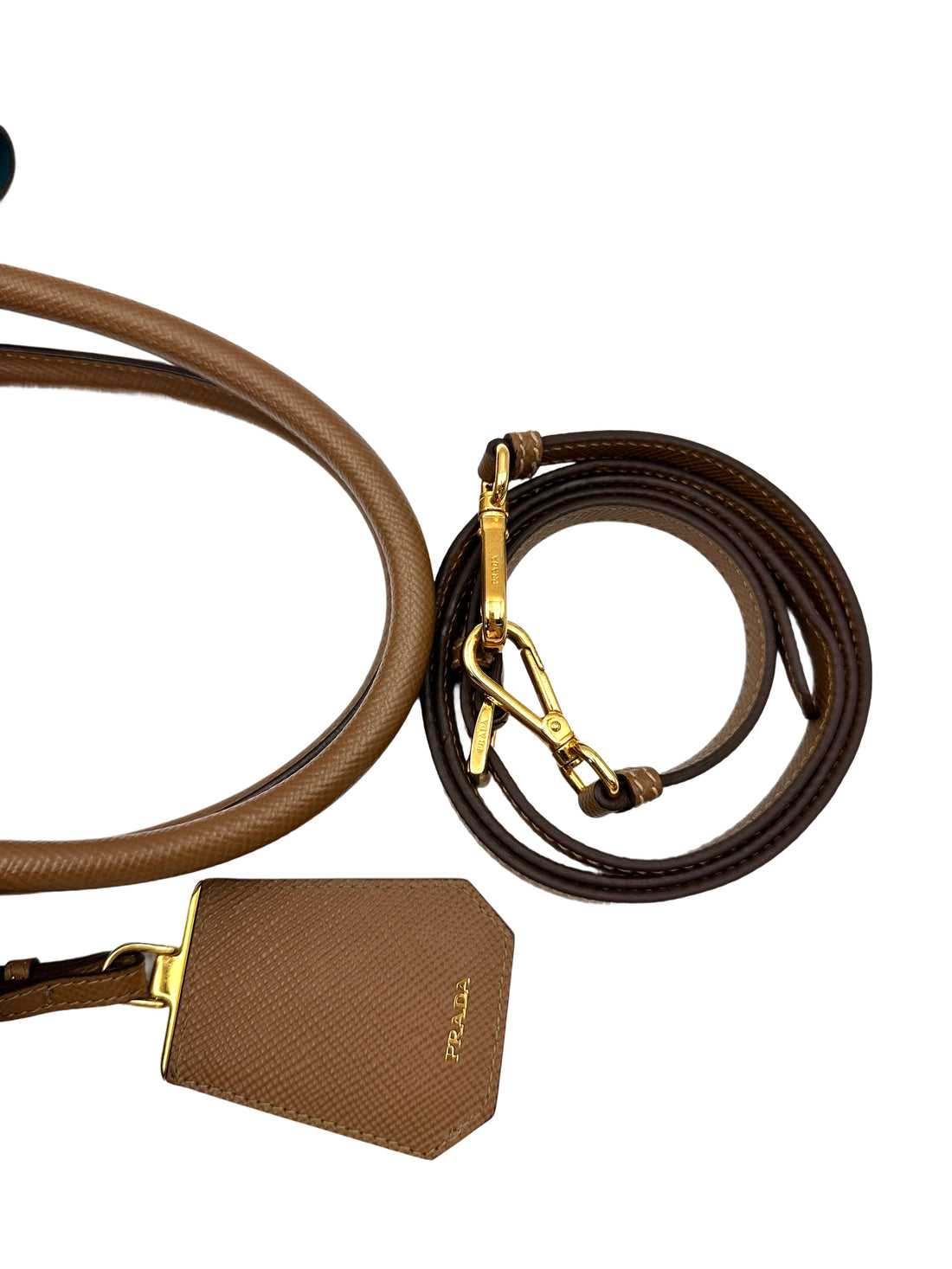 Prada Double Brown Saffiano Cuir Leather Small Size Handle Bag PR346
