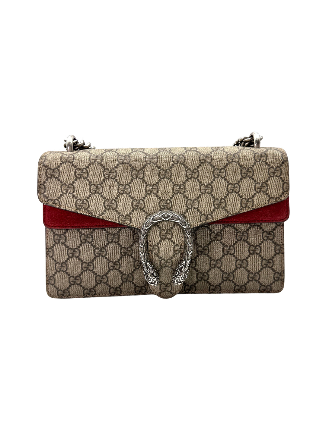 Gucci Dionysus GG Supreme Canvas Medium Size Shoulder Bag With Red Tirm GG1036