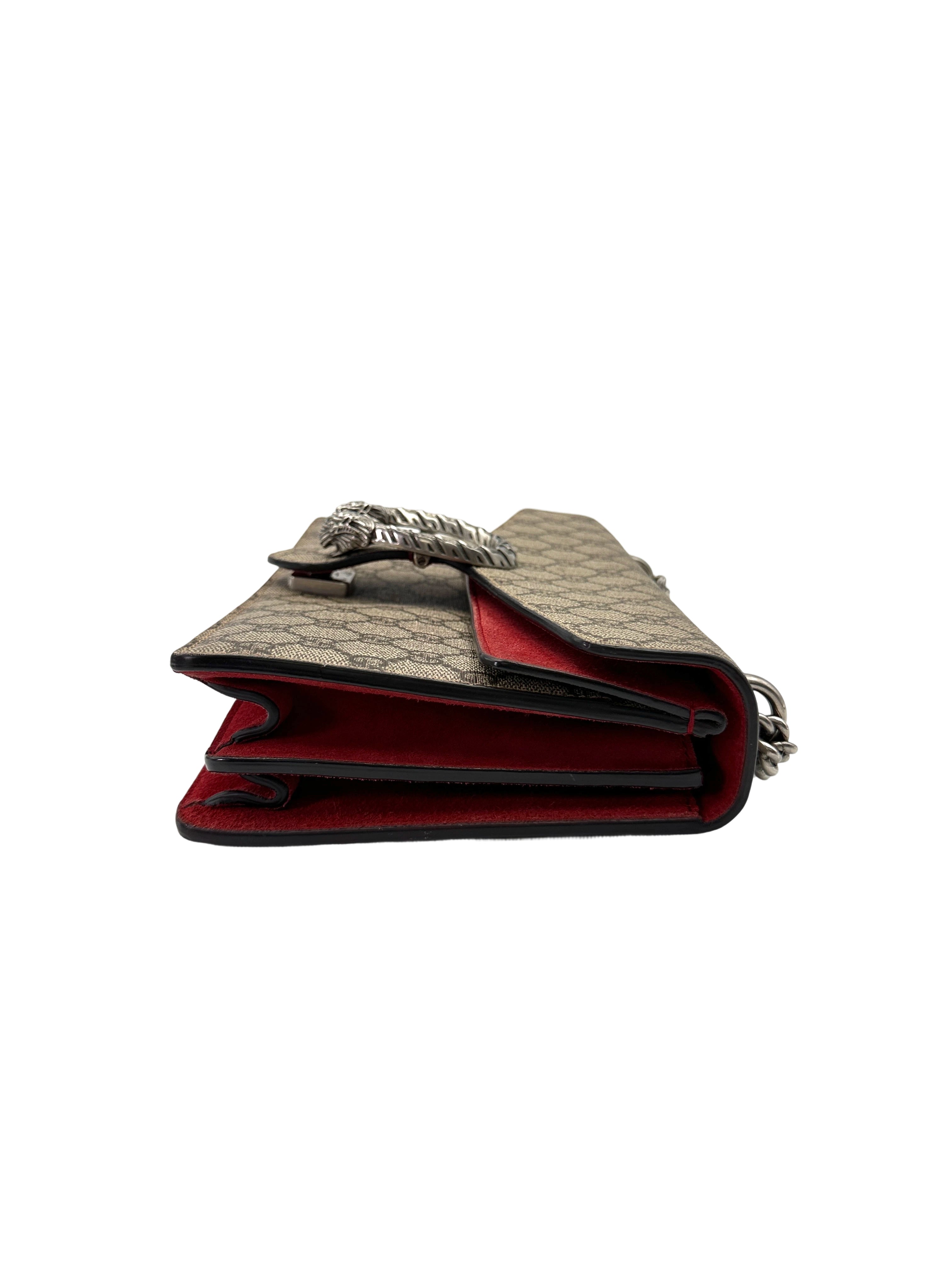 Gucci Dionysus GG Supreme Canvas Medium Size Shoulder Bag With Red Tirm GG1036