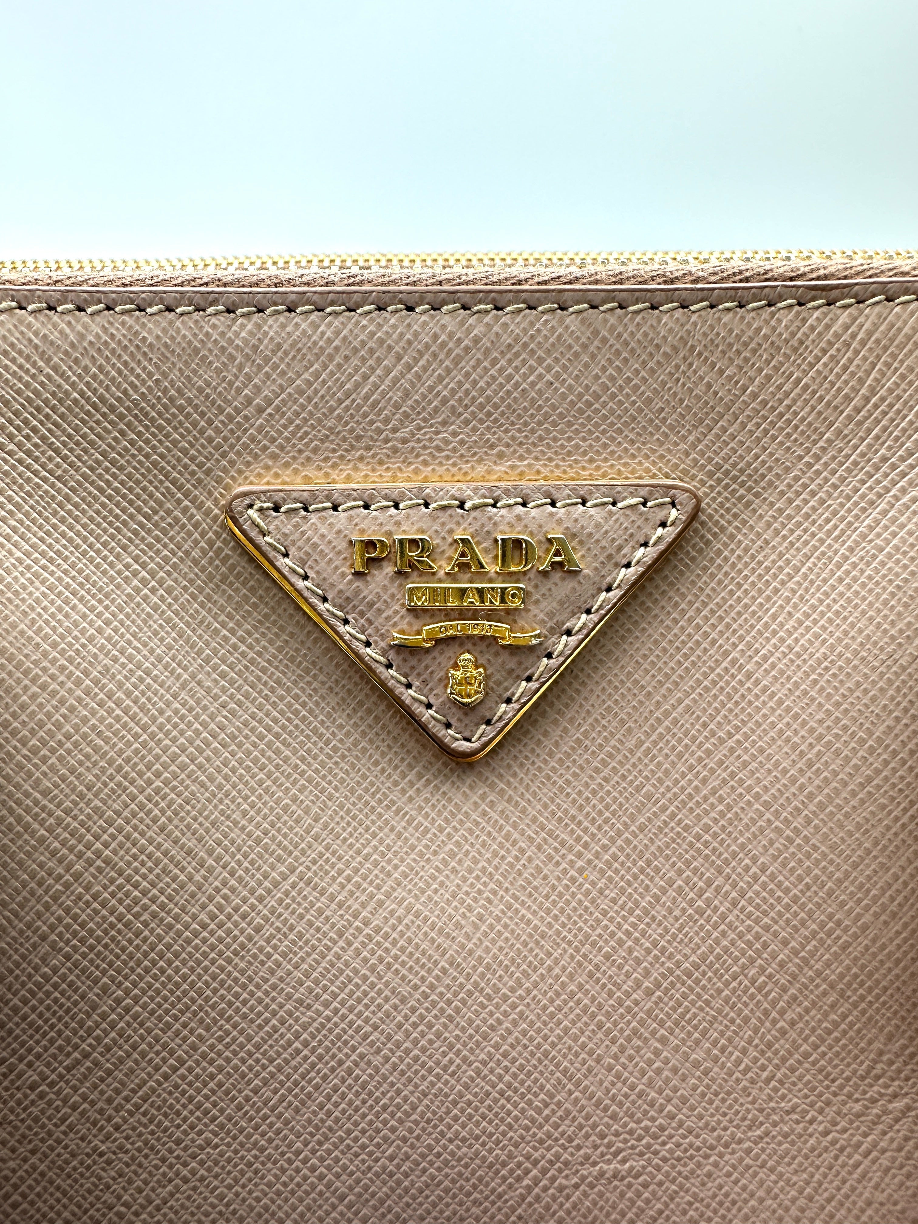 Prada Galleria Beige Saffiano Leather Handle Bag PR348