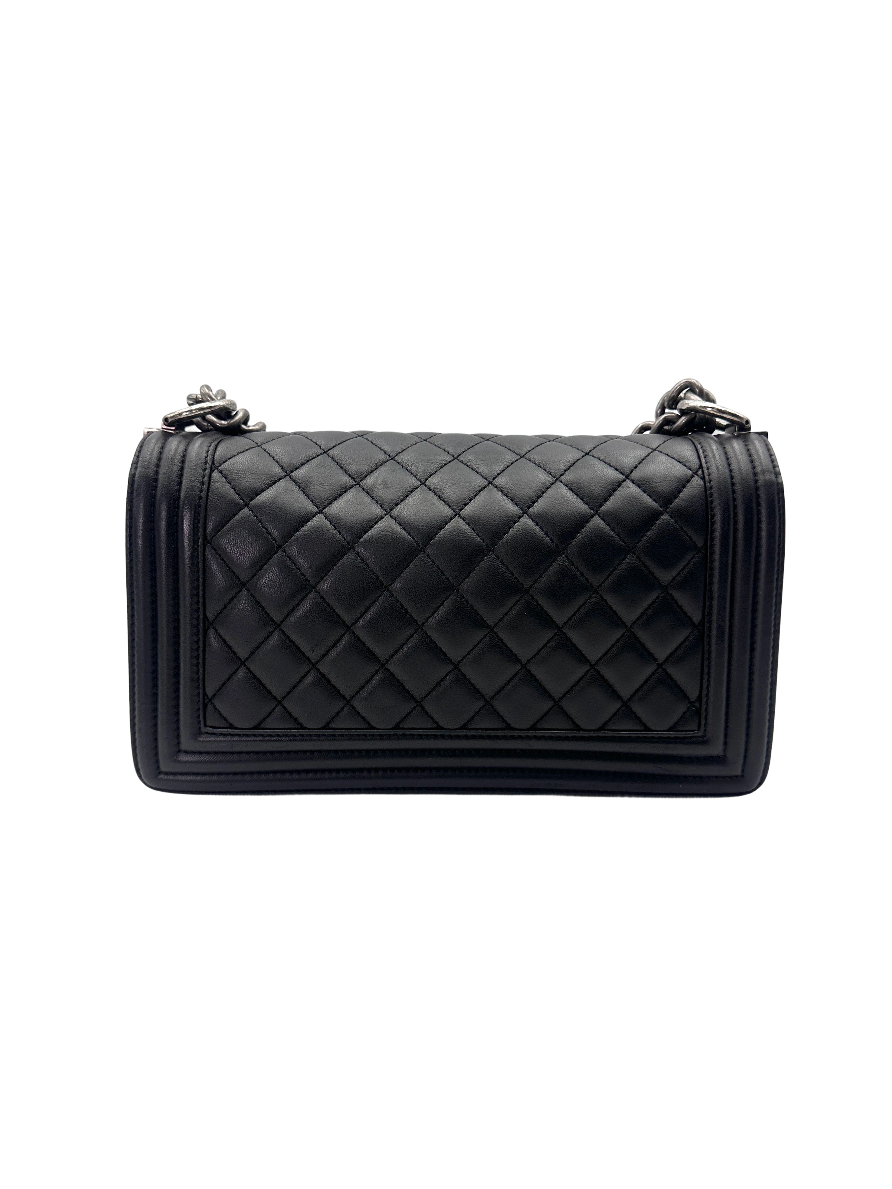 Chanel LeBoy Black Quilted Leather Flap Bag With Silver Buckle(23***22) CC1973