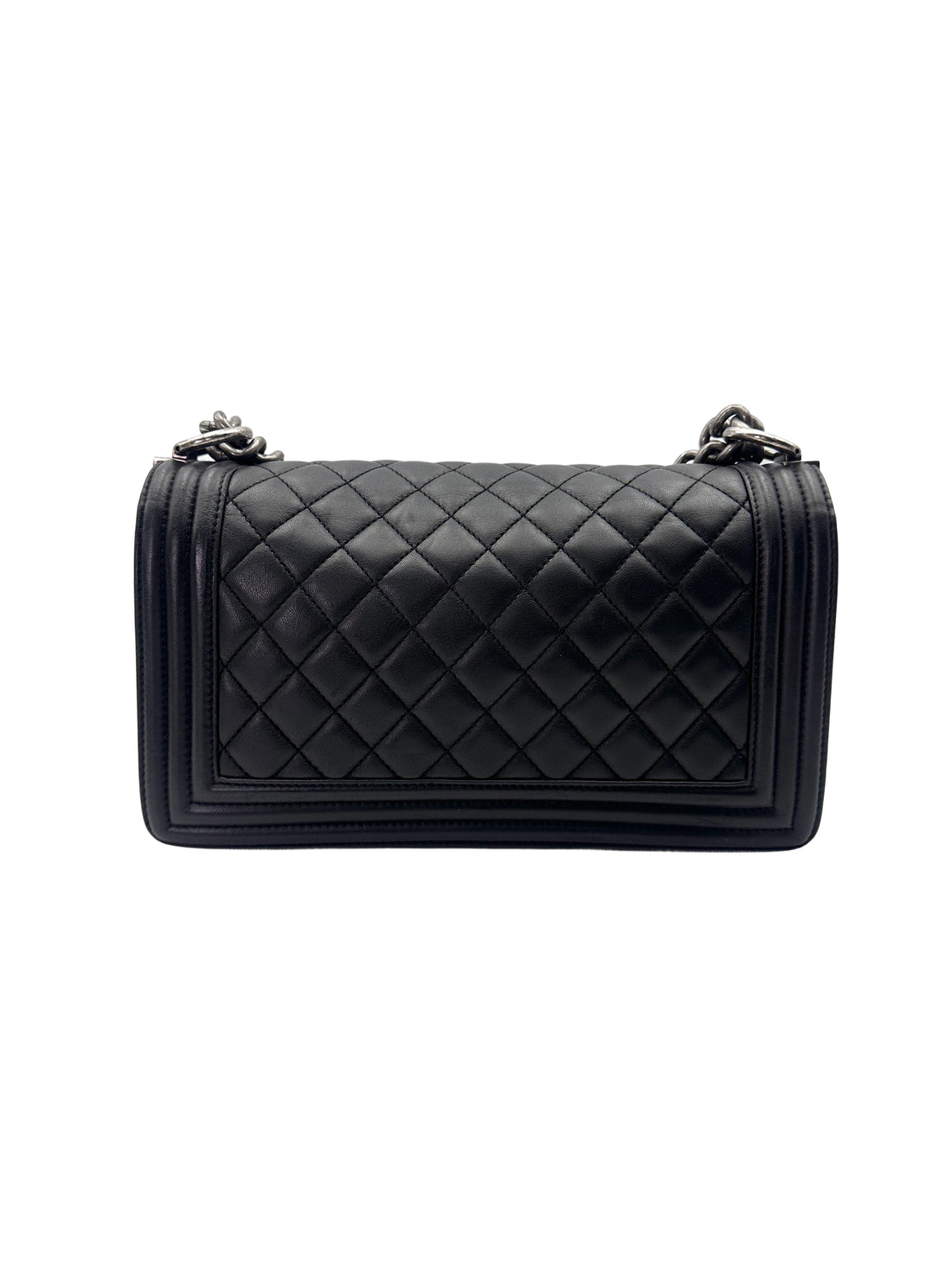 Chanel LeBoy Black Quilted Leather Flap Bag With Silver Buckle(23***22) CC1973