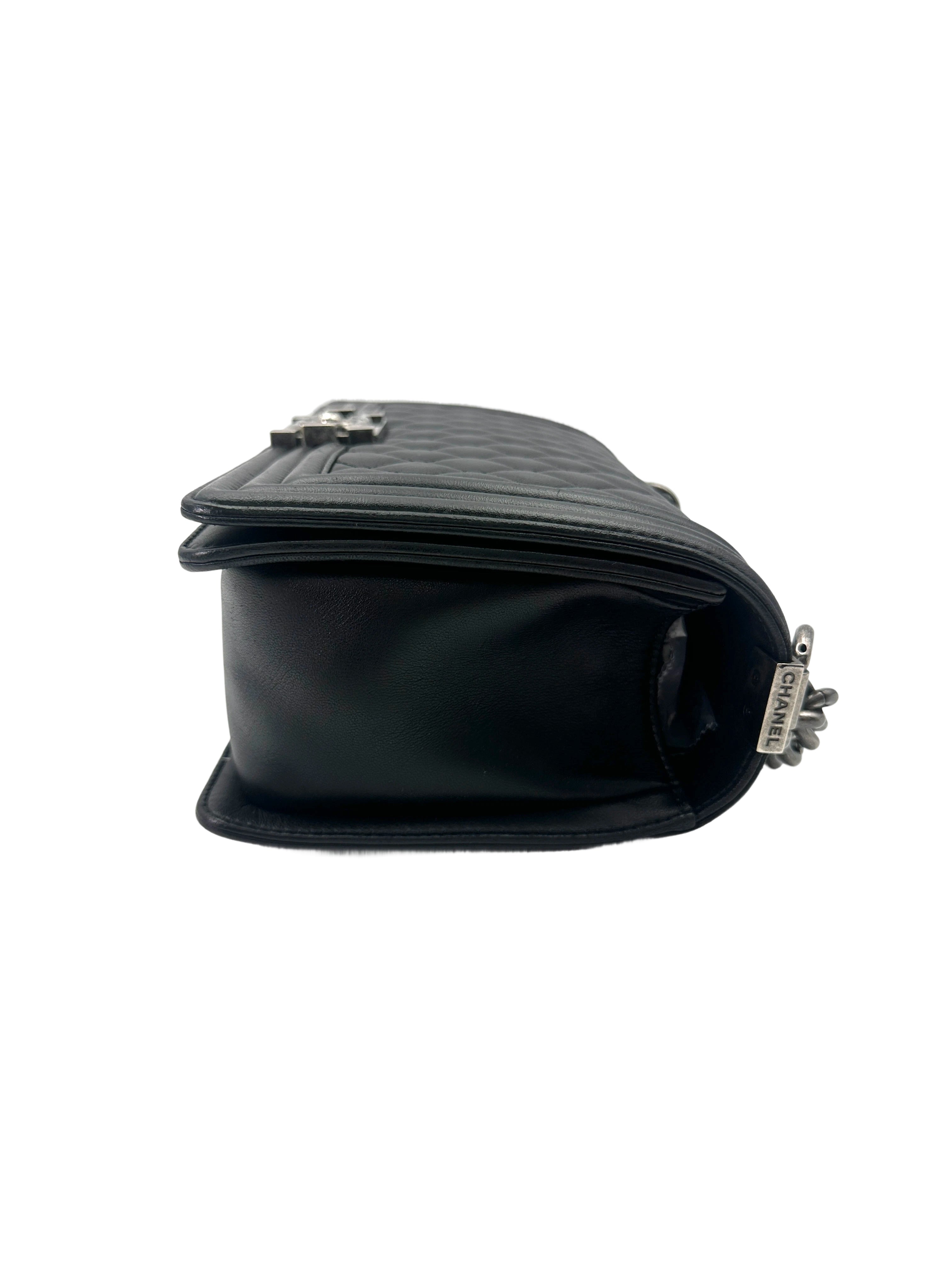 Chanel LeBoy Black Quilted Leather Flap Bag With Silver Buckle(23***22) CC1973