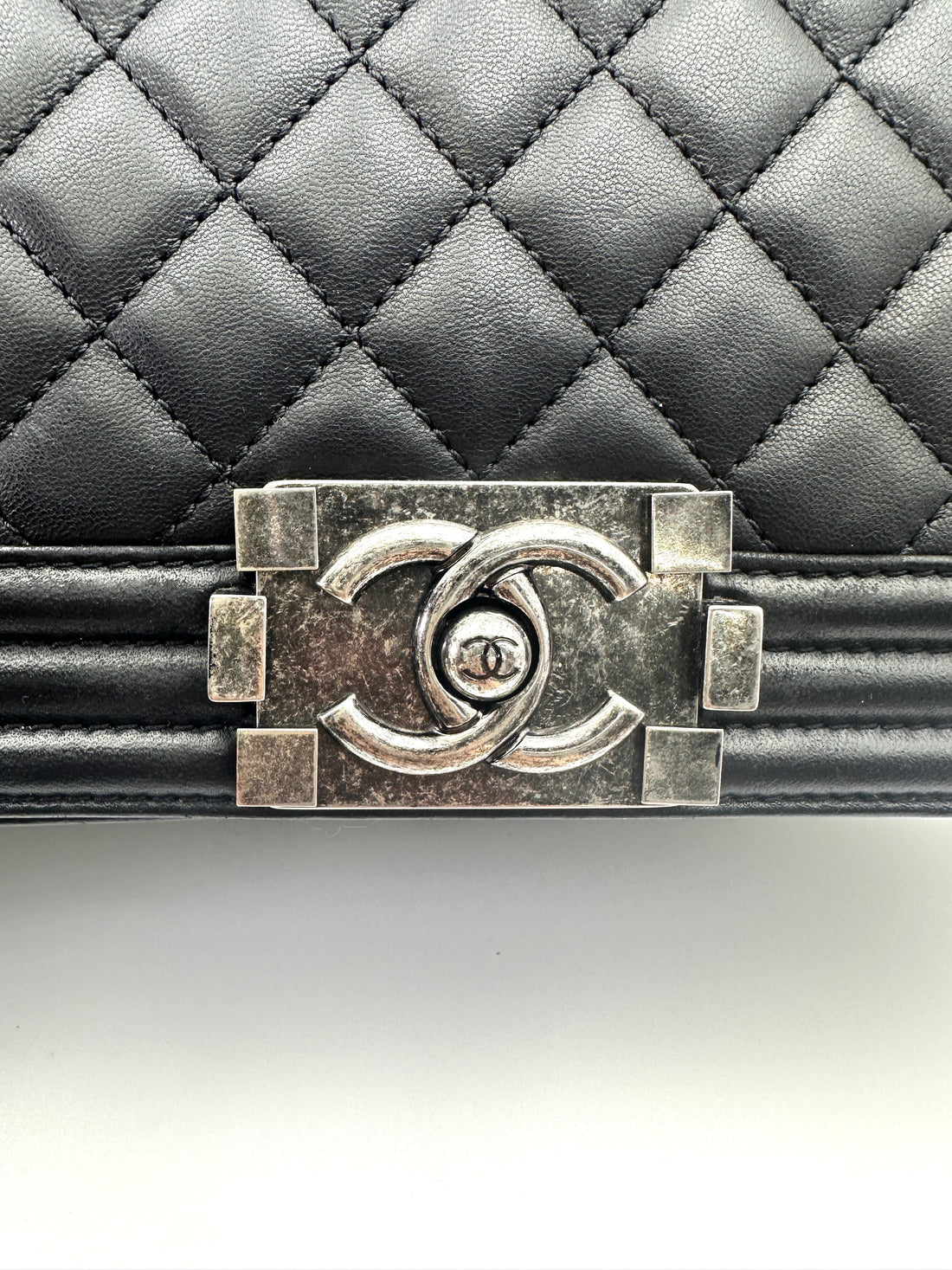 Chanel LeBoy Black Quilted Leather Flap Bag With Silver Buckle(23***22) CC1973