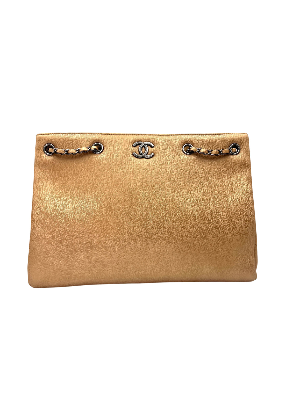 Chanel Metallic Beige Leather Handle Bag(21***70) CC1974