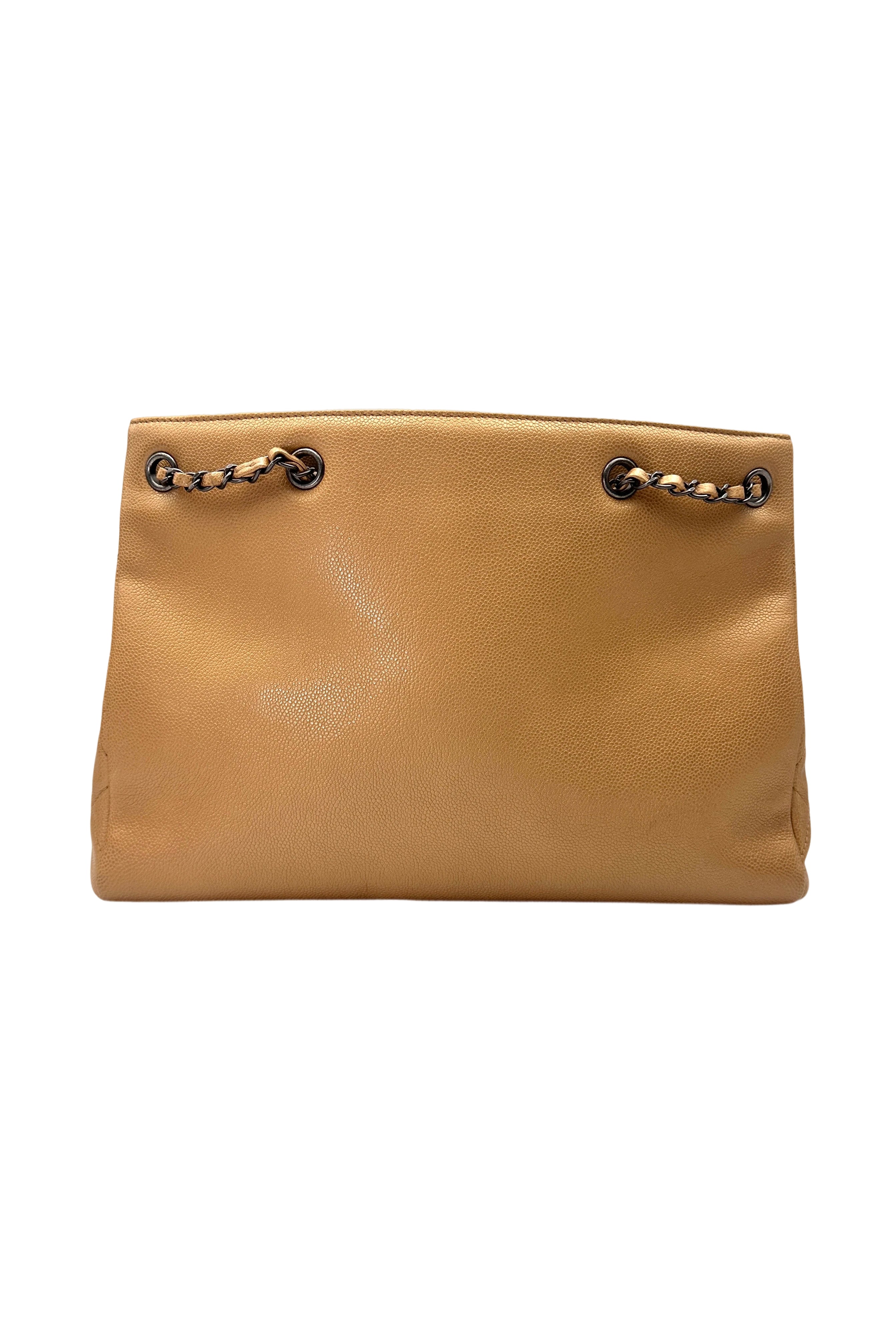 Chanel Metallic Beige Leather Handle Bag(21***70) CC1974