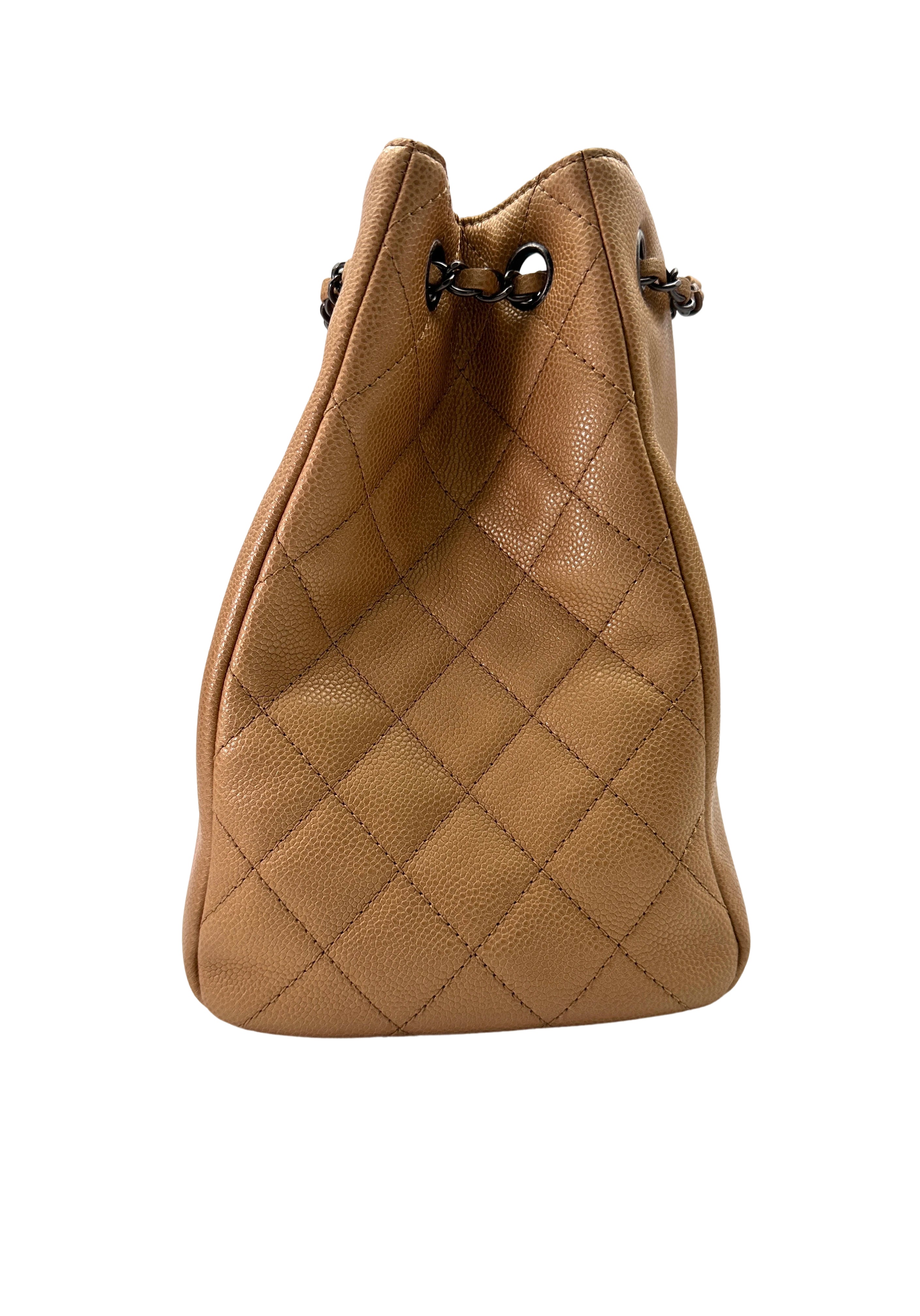 Chanel Metallic Beige Leather Handle Bag(21***70) CC1974