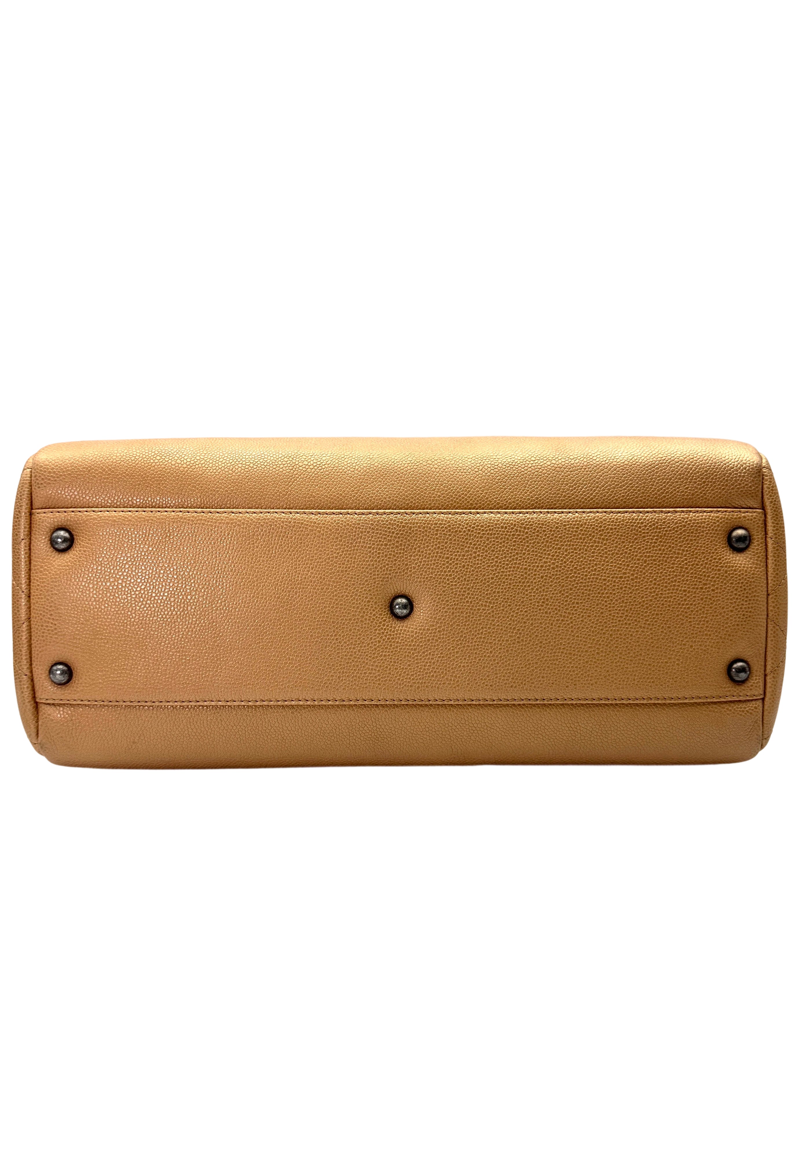 Chanel Metallic Beige Leather Handle Bag(21***70) CC1974