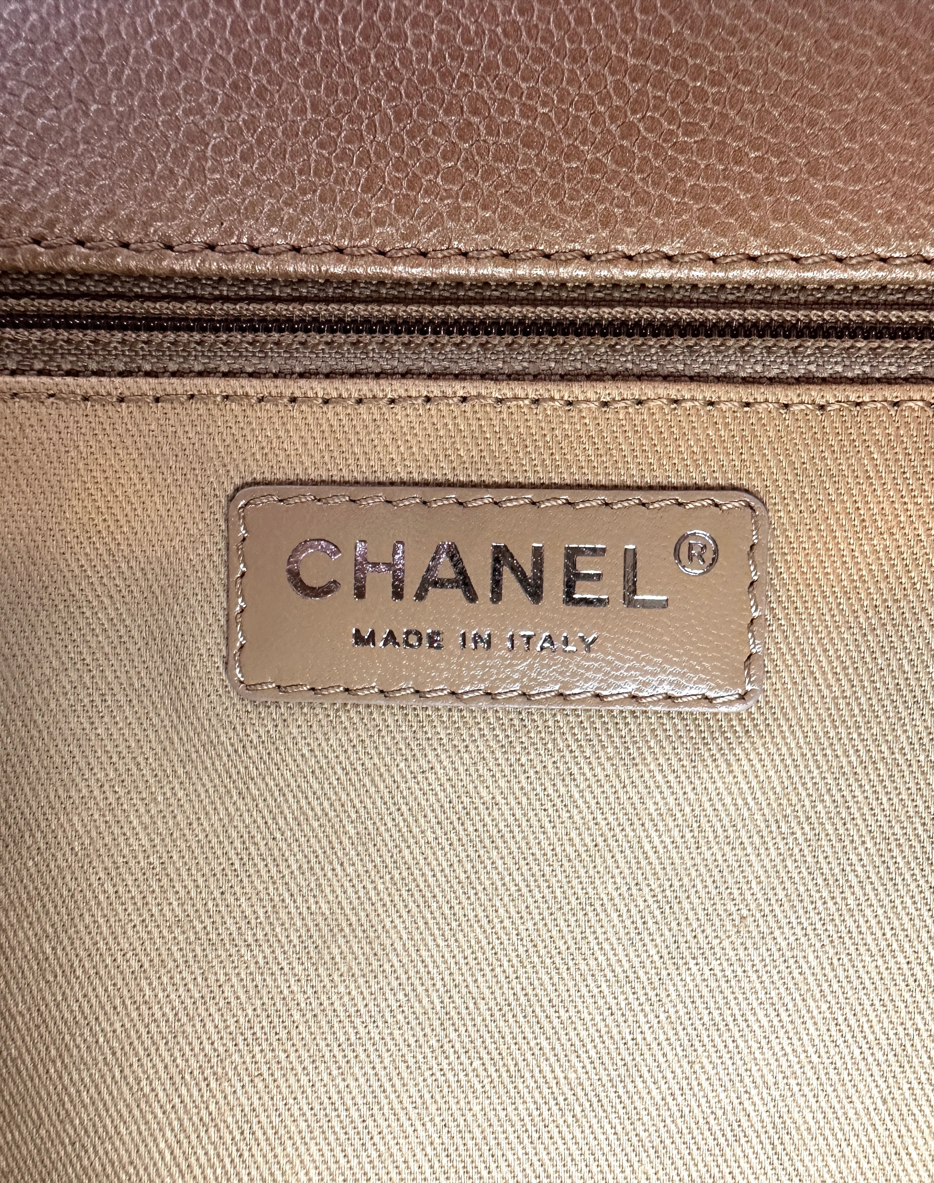 Chanel Metallic Beige Leather Handle Bag(21***70) CC1974