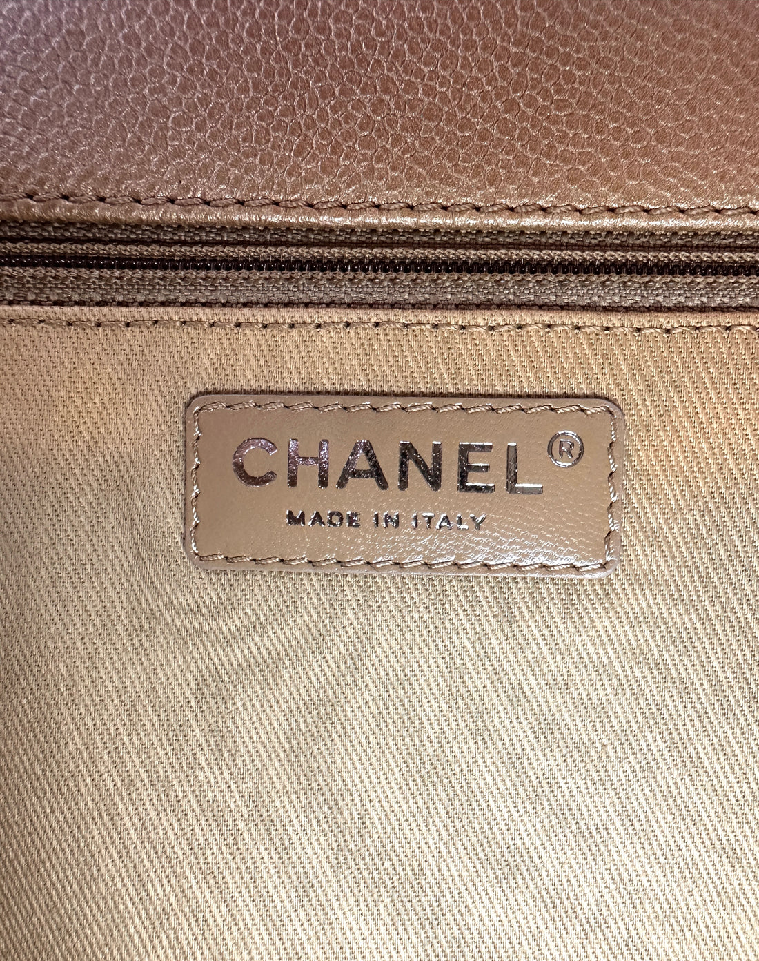 Chanel Metallic Beige Leather Handle Bag(21***70) CC1974