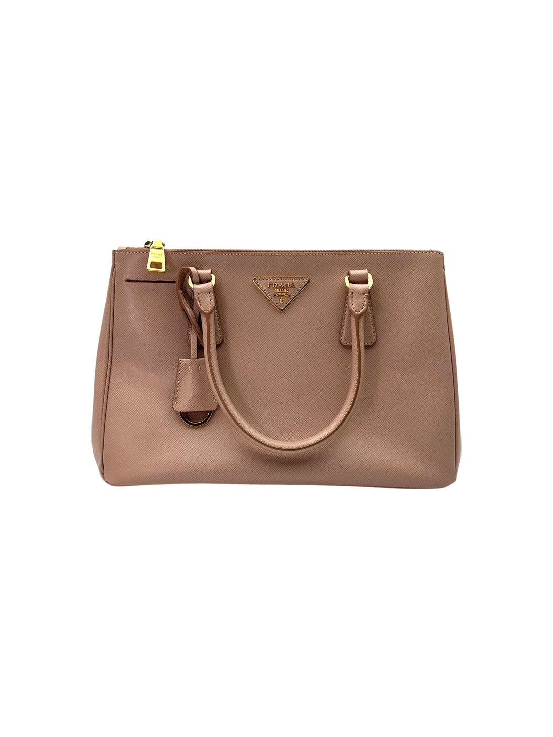 Prada Galleria Beige Saffiano Leather Small Size Handle Bag PR350