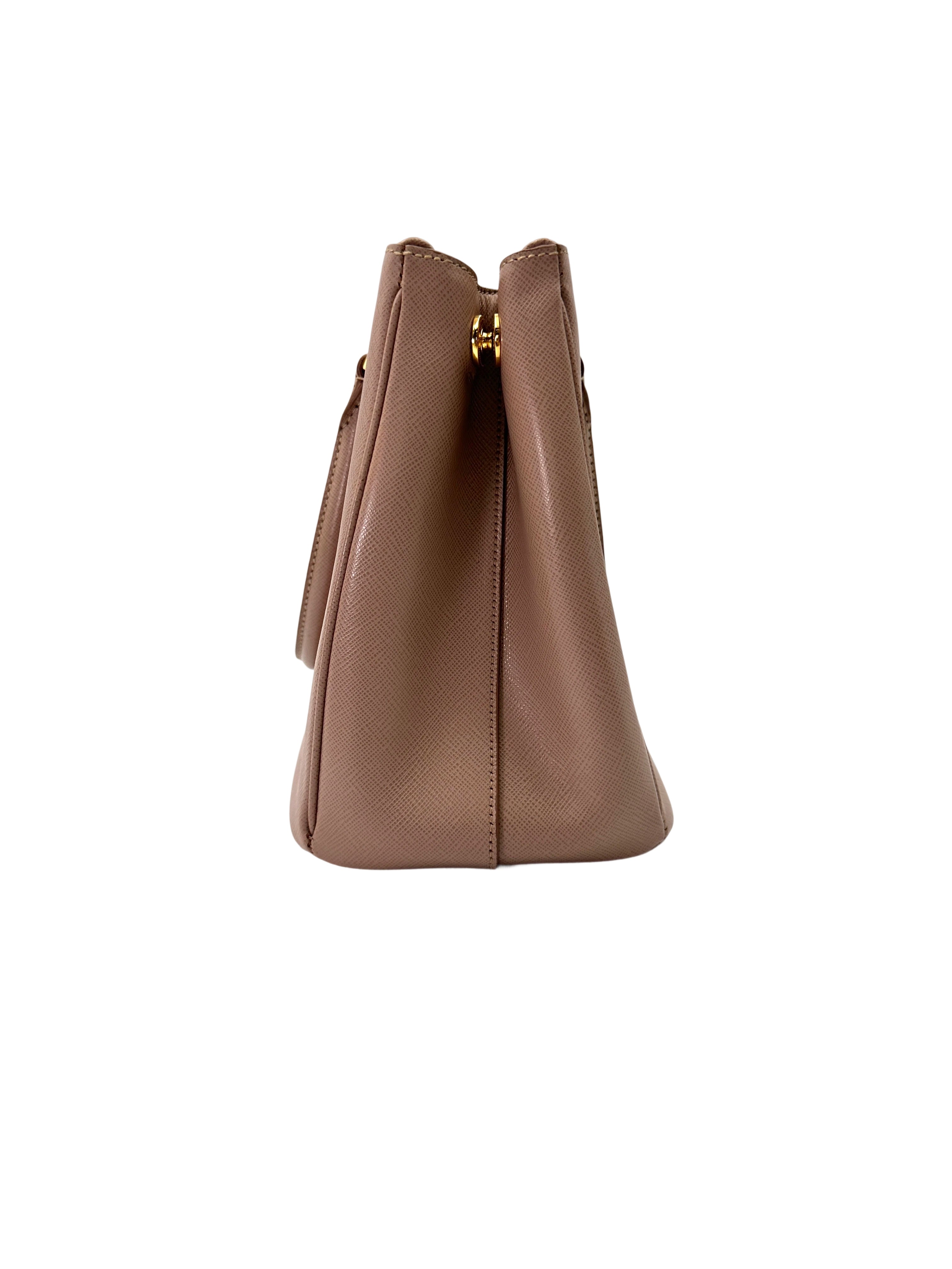 Prada Galleria Beige Saffiano Leather Small Size Handle Bag PR350