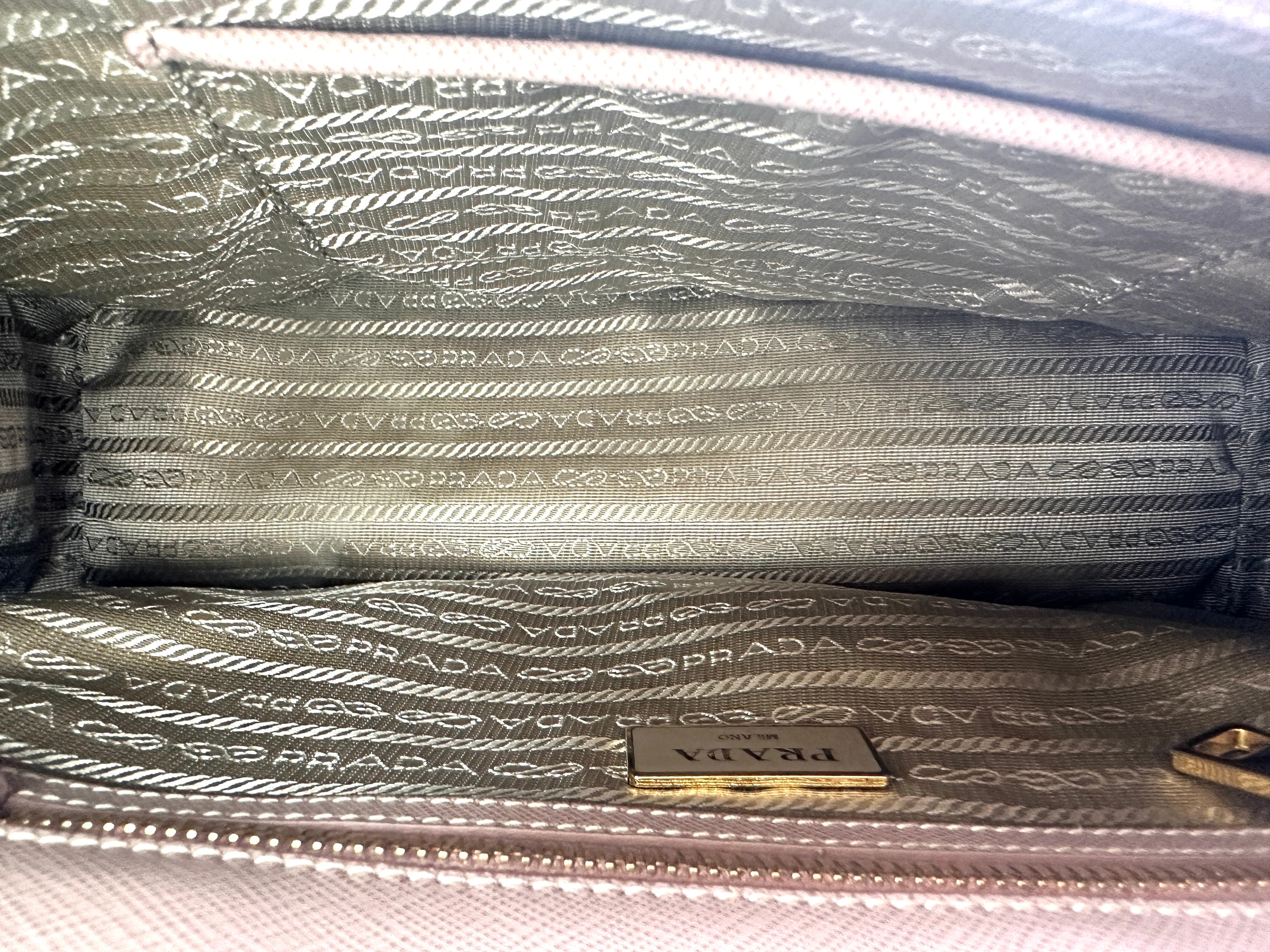 Prada Galleria Beige Saffiano Leather Small Size Handle Bag PR350