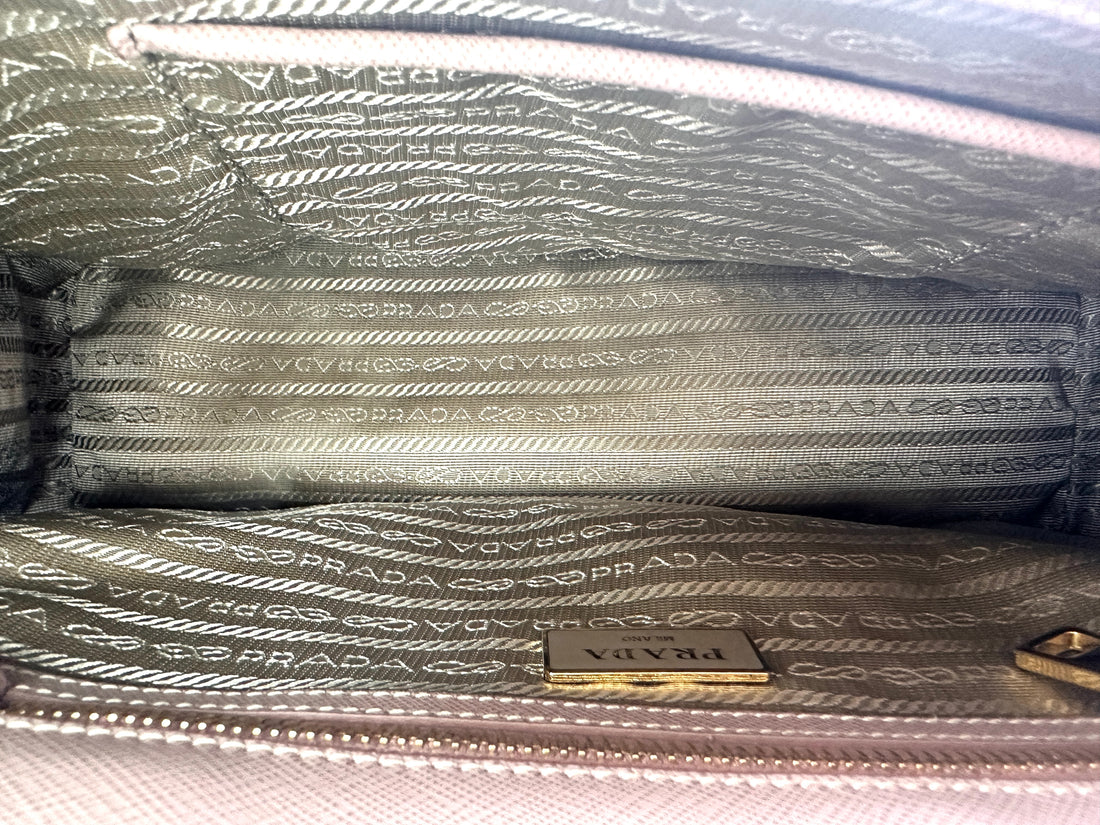 Prada Galleria Beige Saffiano Leather Small Size Handle Bag PR350