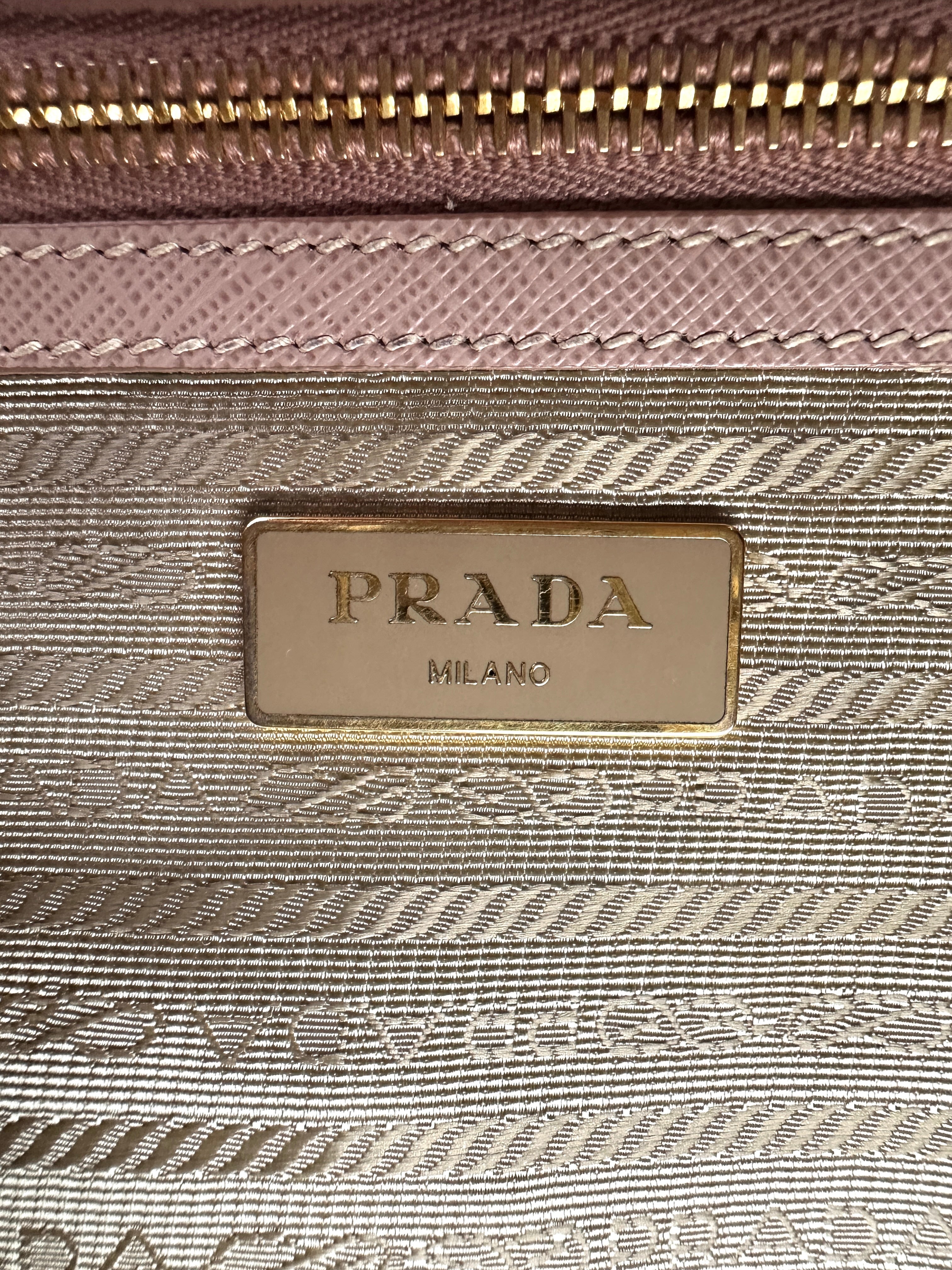 Prada Galleria Beige Saffiano Leather Small Size Handle Bag PR350