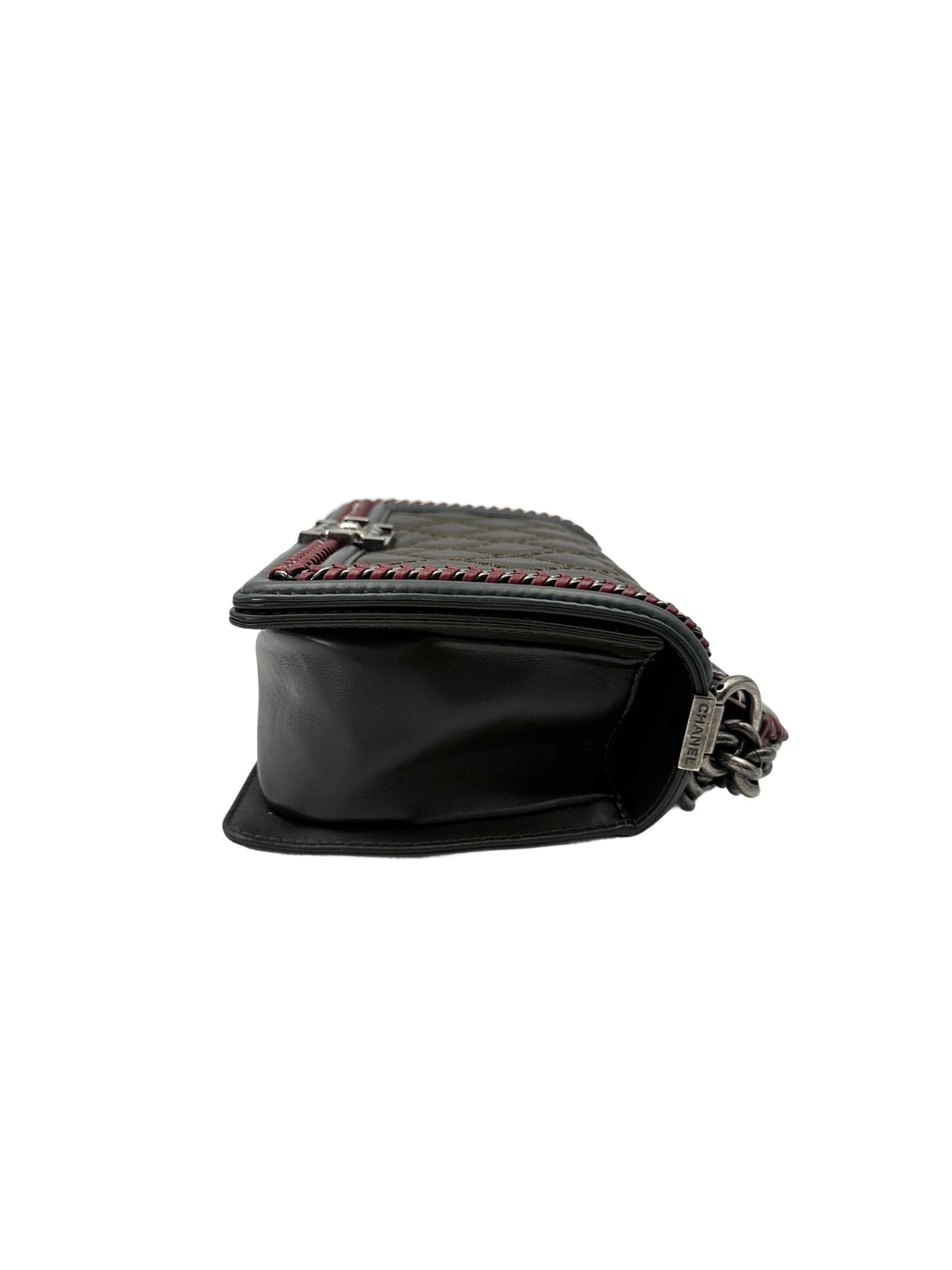 Chanel LeBoy Black Quilted Leather Top Handle Flap Bag With Silver Buckle(21***50) CC1975
