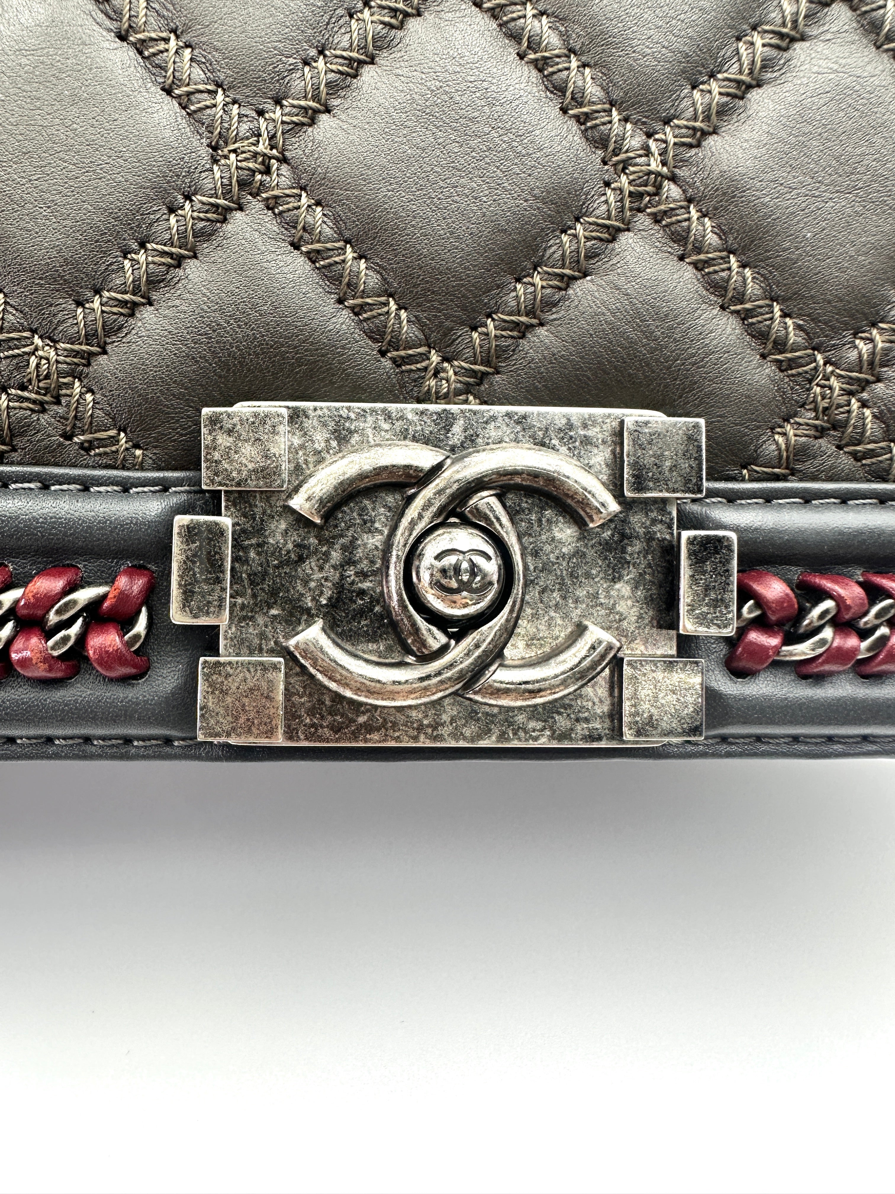 Chanel LeBoy Black Quilted Leather Top Handle Flap Bag With Silver Buckle(21***50) CC1975